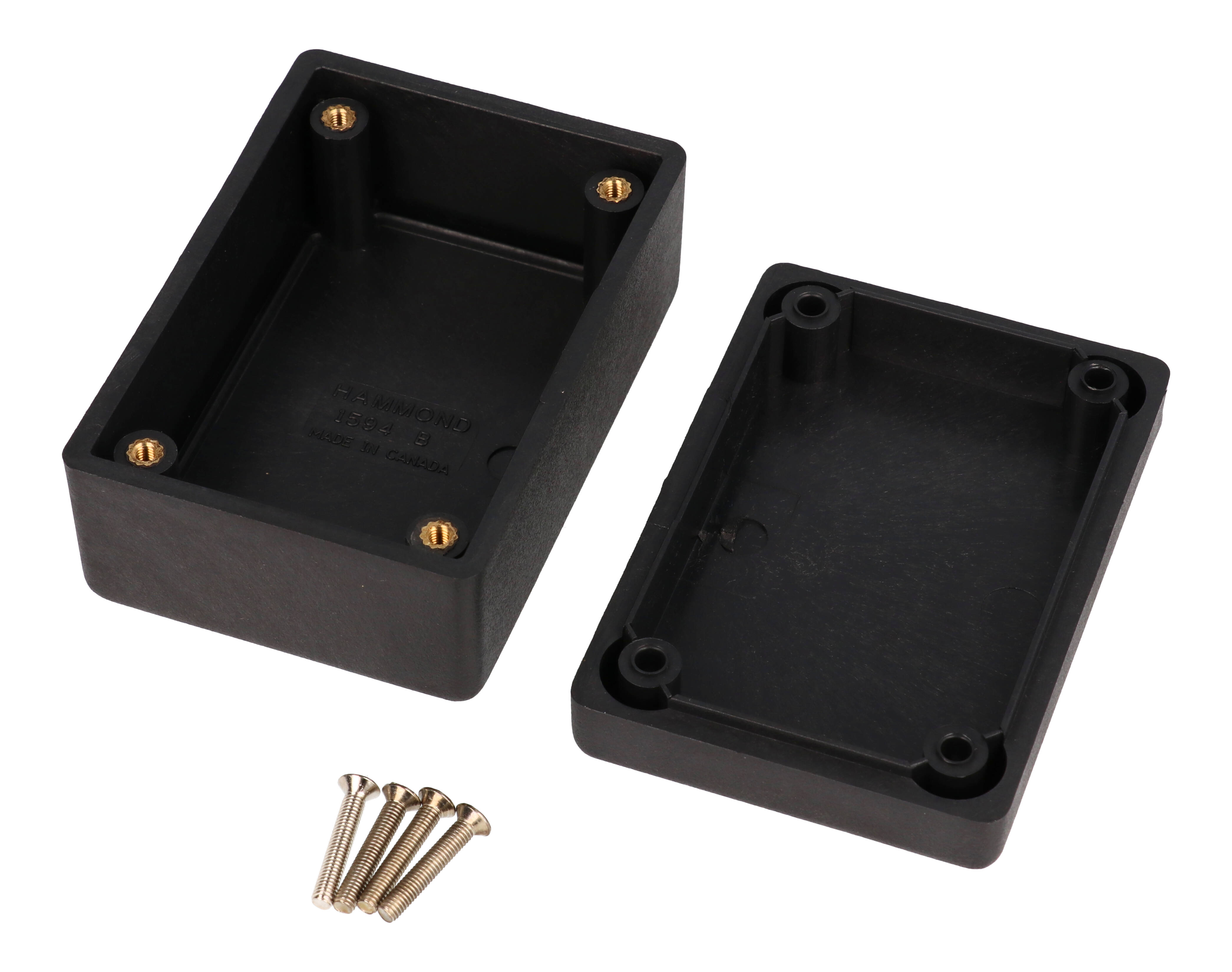 1594RFIBBK black 81 x 56 mm conductive plastic EMI/RFI shielded enclosure with lid