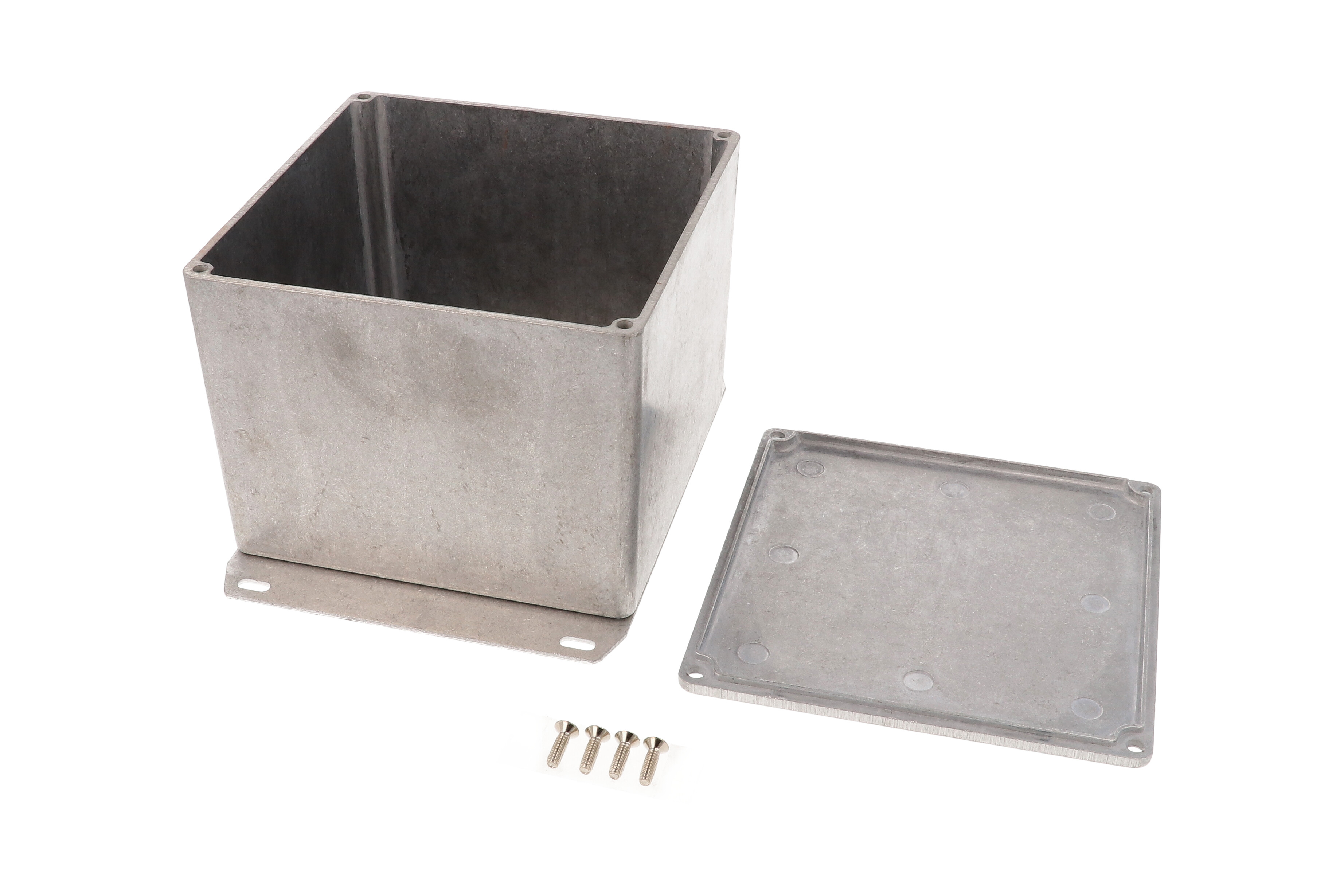 1590VF natural aluminum deep diecast aluminum enclosure with flanged bottom plate