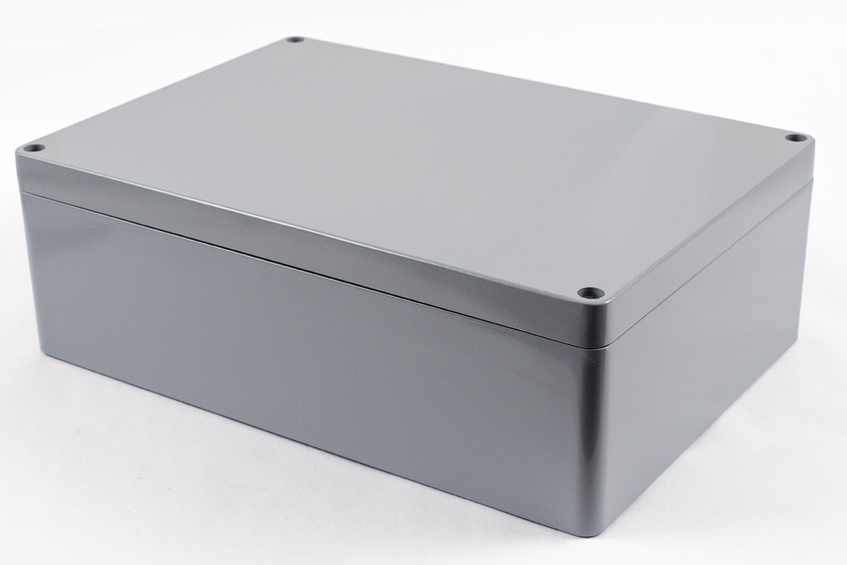 1590Z235GY gray 330 x 230 mm heavy-duty diecast aluminum enclosure with lid