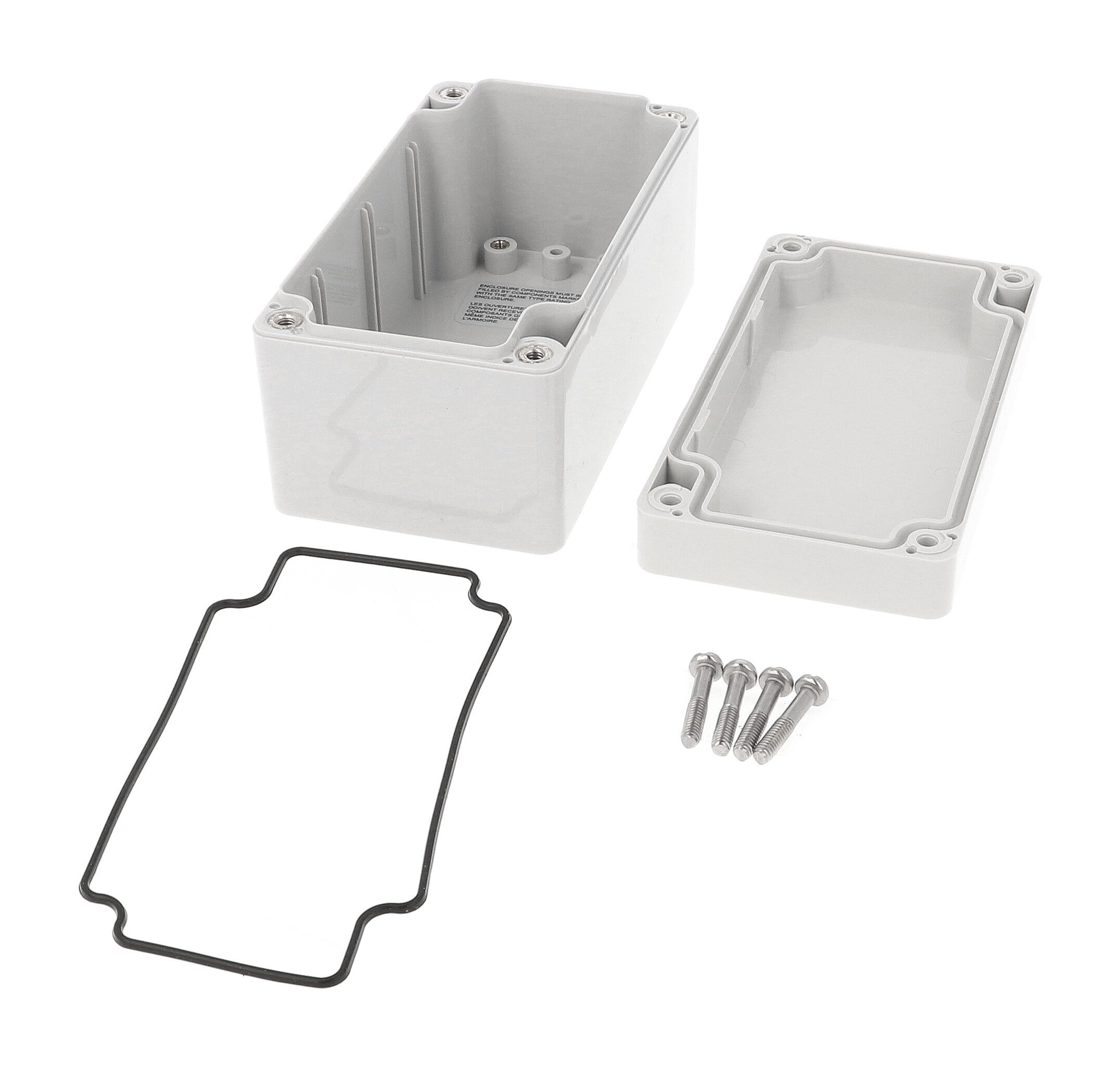 1554D2GY light gray polycarbonate NEMA 4X watertight enclosure, 120 x 65 x 61 mm