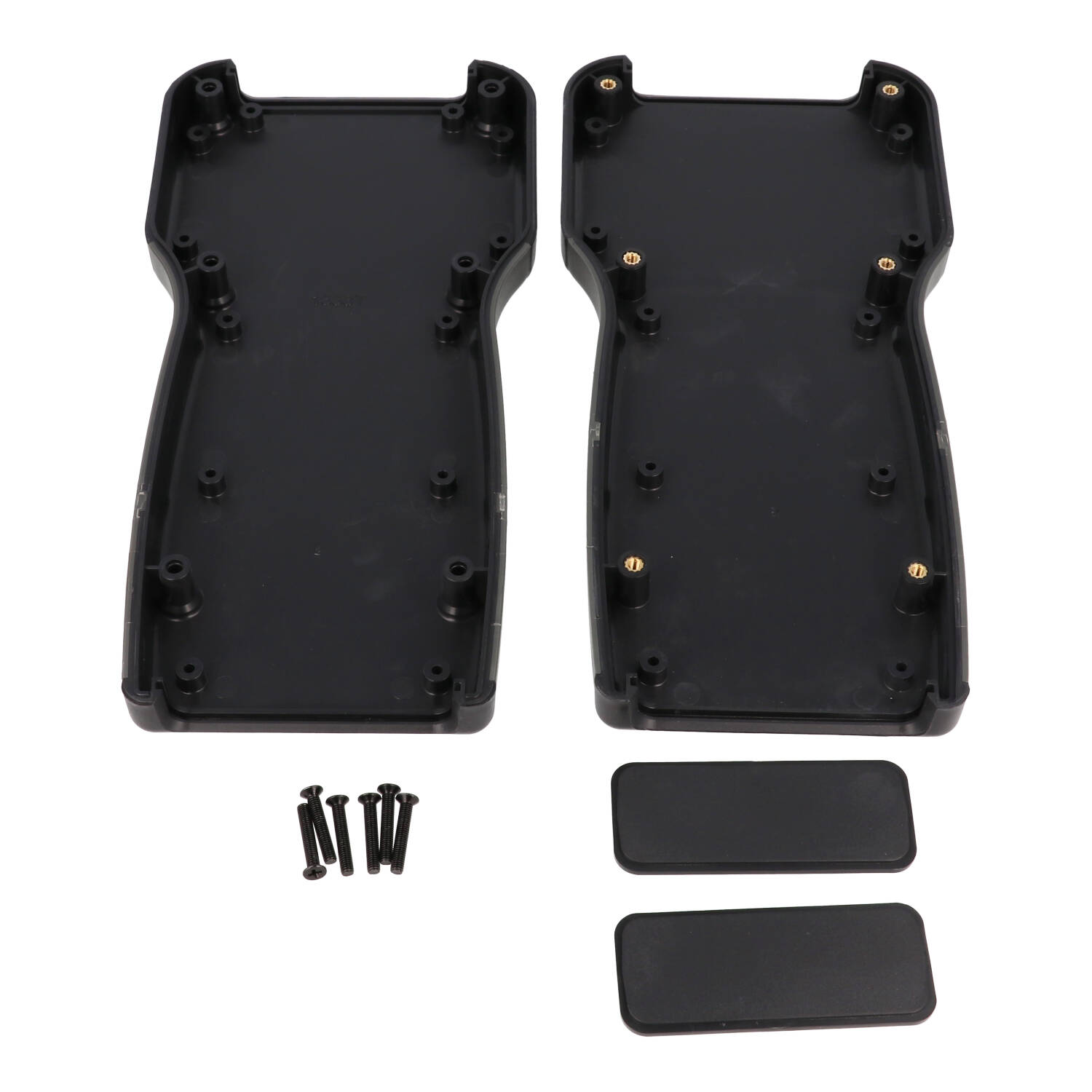 1553TBK black ABS T-shaped hand held enclosure with dark grey TPE soft side grip