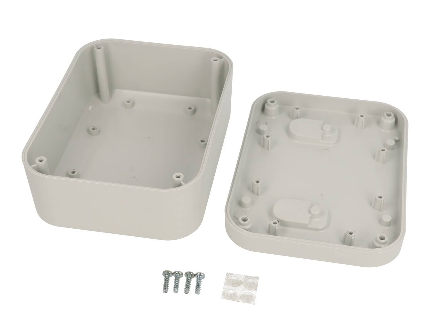 1556EAGY light gray flame-retardant ABS 160 x 120 x 70 mm desktop and wall-mount enclosure with rounded corners