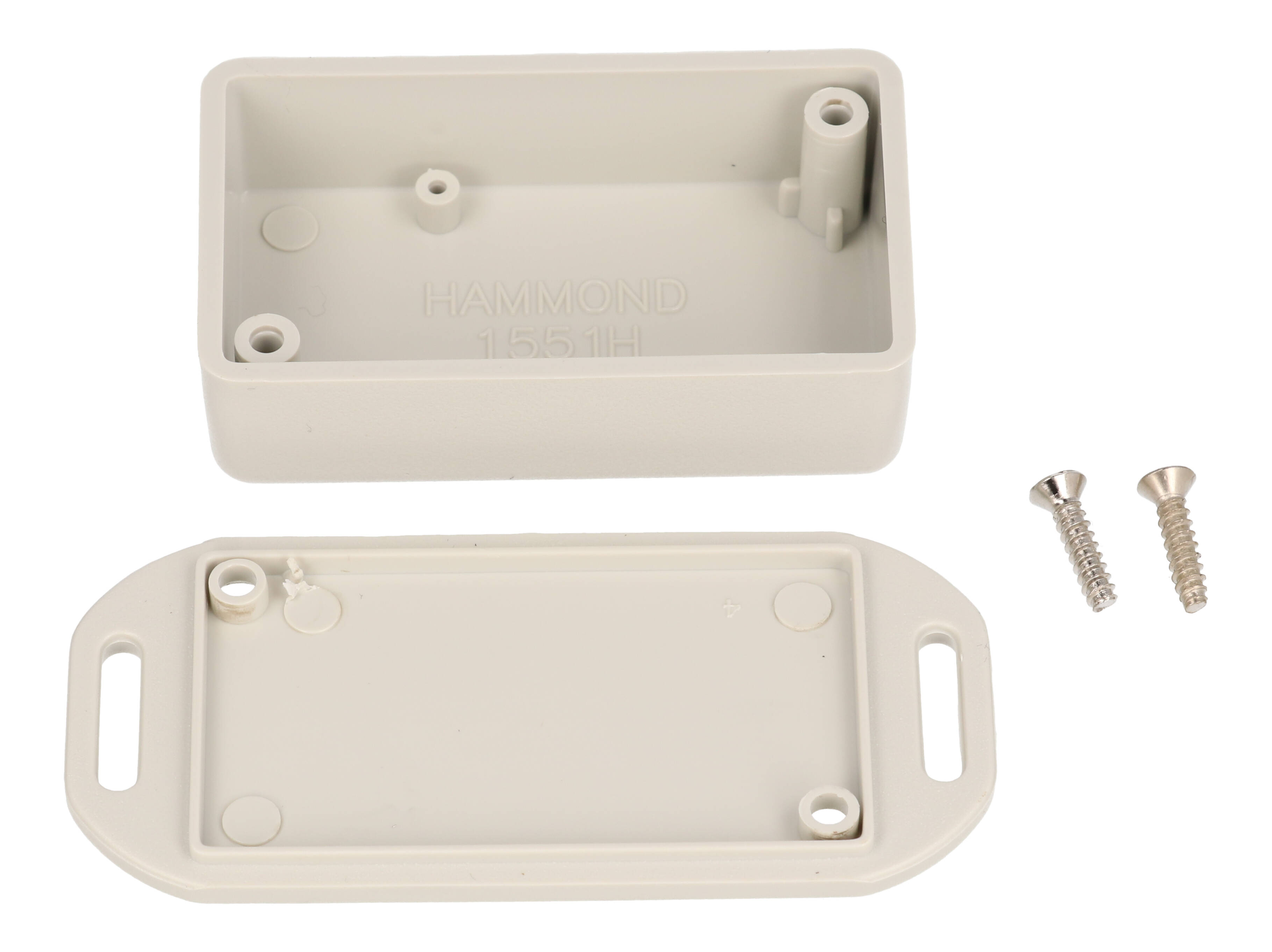 Hammond 1551HFLGY light gray ABS plastic enclosure with flanged lid, 60 x 35 x 20 mm
