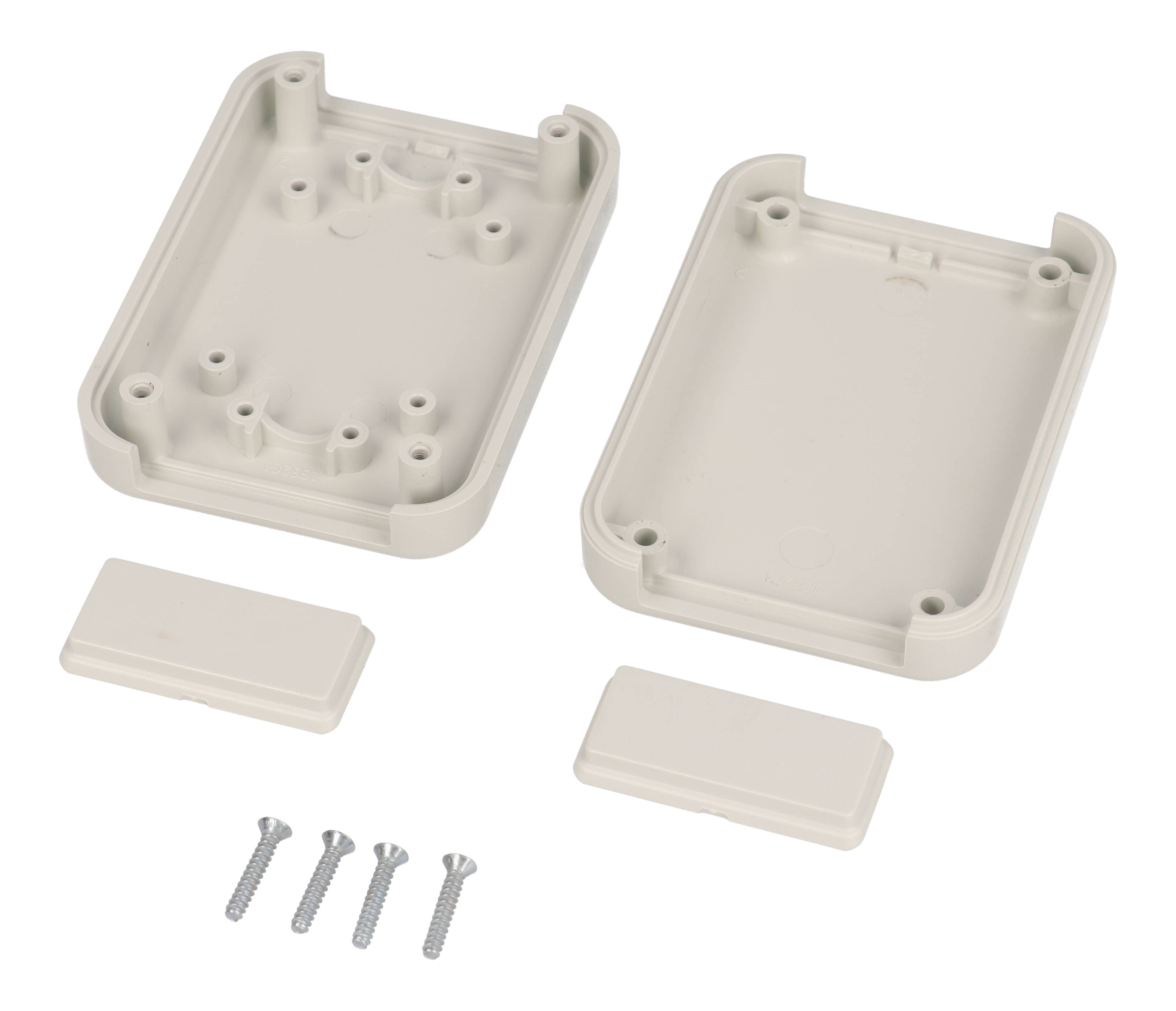 1552C1GY gray 70 x 50 x 22 mm hand-held ABS plastic enclosure with removable end panels