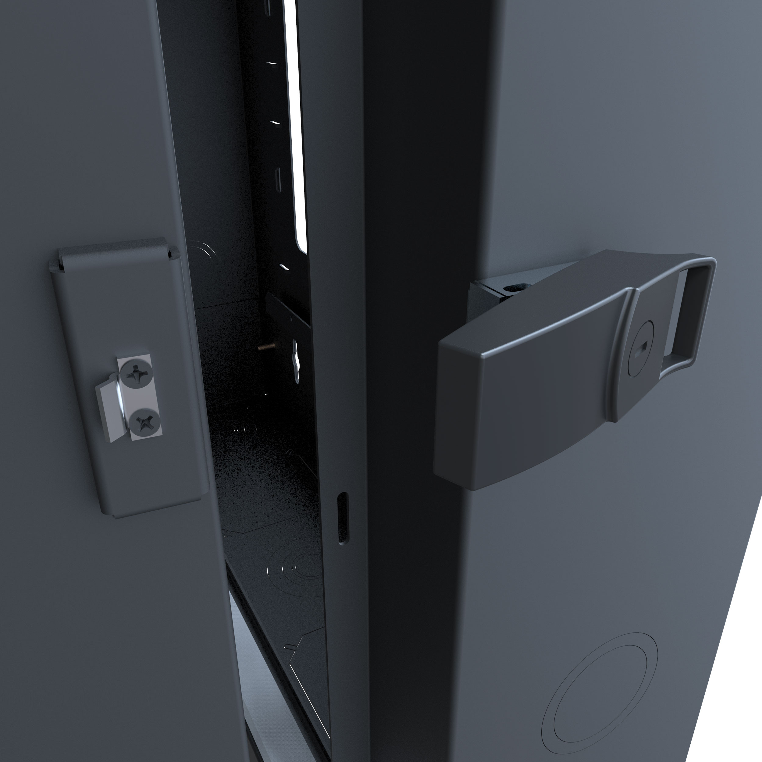Hammond HWC2418U35BK 18U swing-out wall-mount rack cabinet in RAL9005 black, 24 in wide and 35 in deep, shown without door — view 4