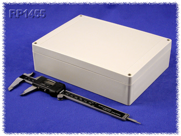 RP1455 light gray ABS watertight enclosure with opaque lid, 220 x 165 x 60 mm