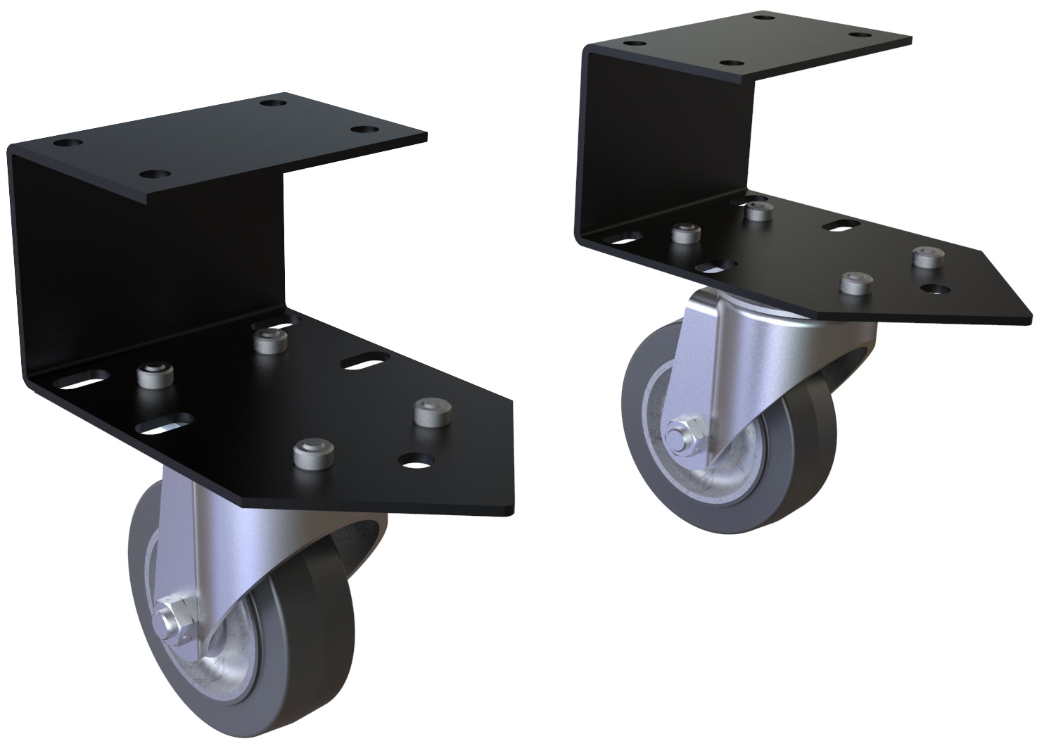 Hammond CCSTL low-profile locking swivel cabinet caster with 3.50 in grey composite wheel and black textured C2 mounting bracket