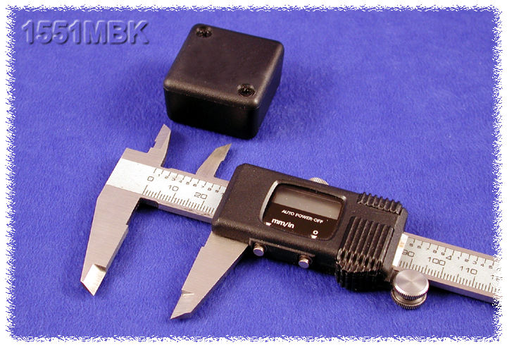 1551MBK black ABS square miniature enclosure, 35 x 35 x 20 mm