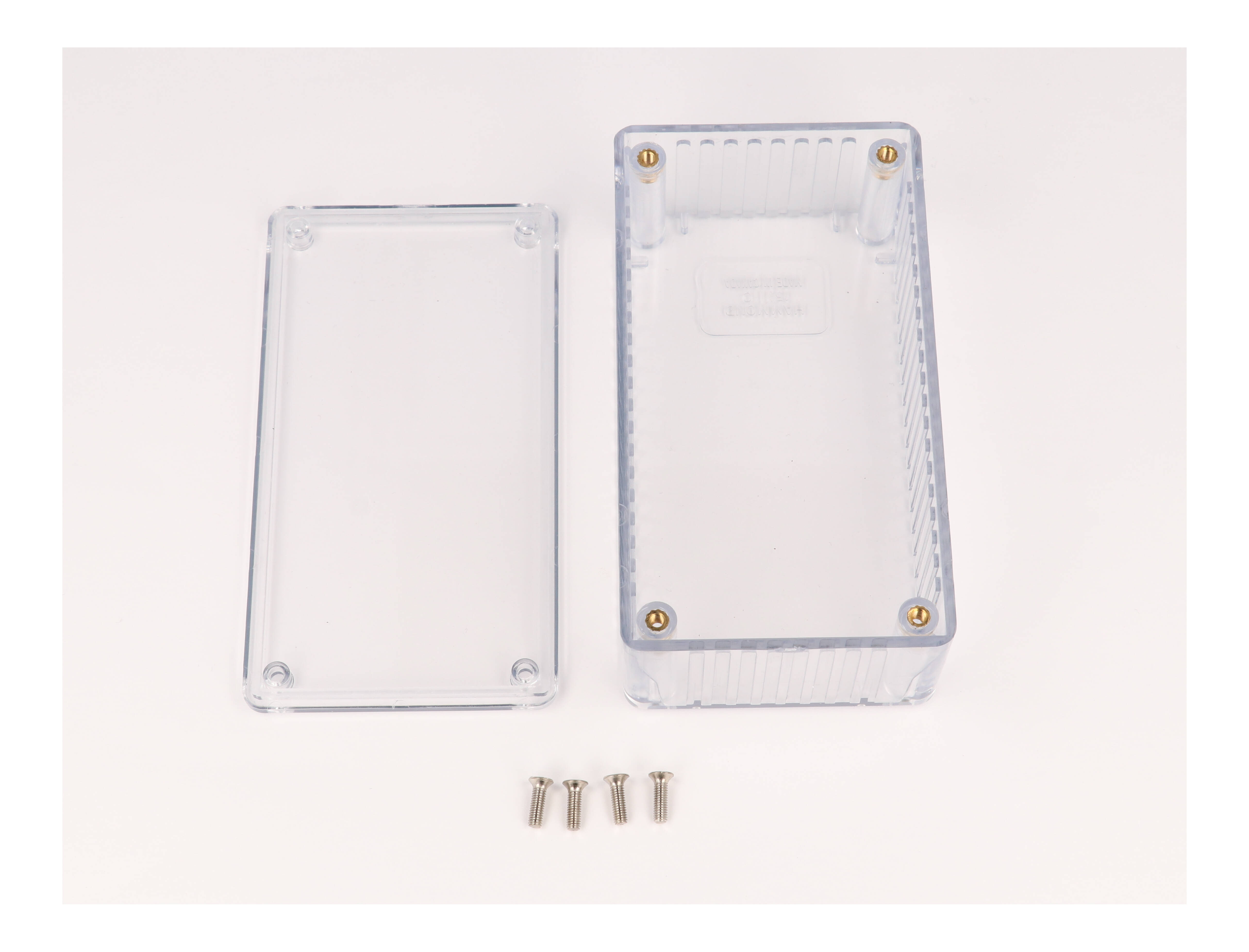 1591CTCL crystal clear translucent polycarbonate enclosure, 120 x 65 x 40 mm, with lid and cover screws
