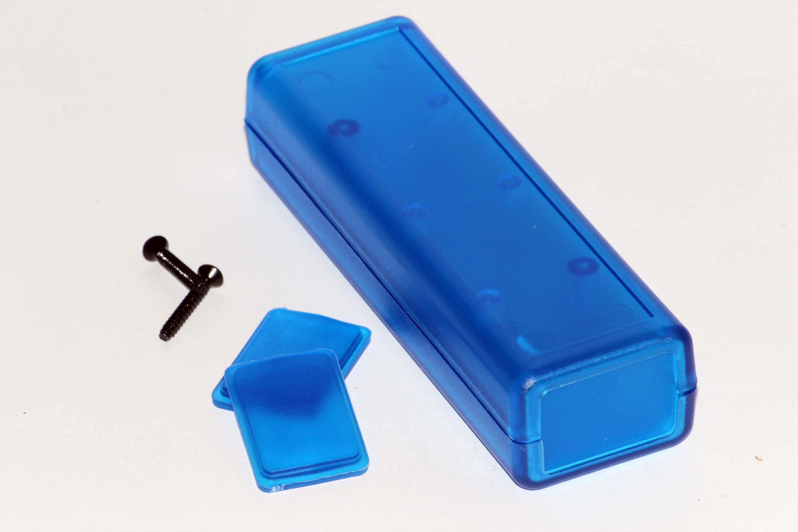 1593DTBU transparent blue slim handheld ABS enclosure