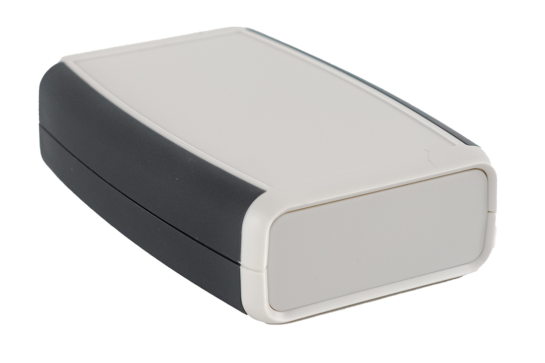 1553CXGY grey dual end panel handheld enclosure with grey overmold