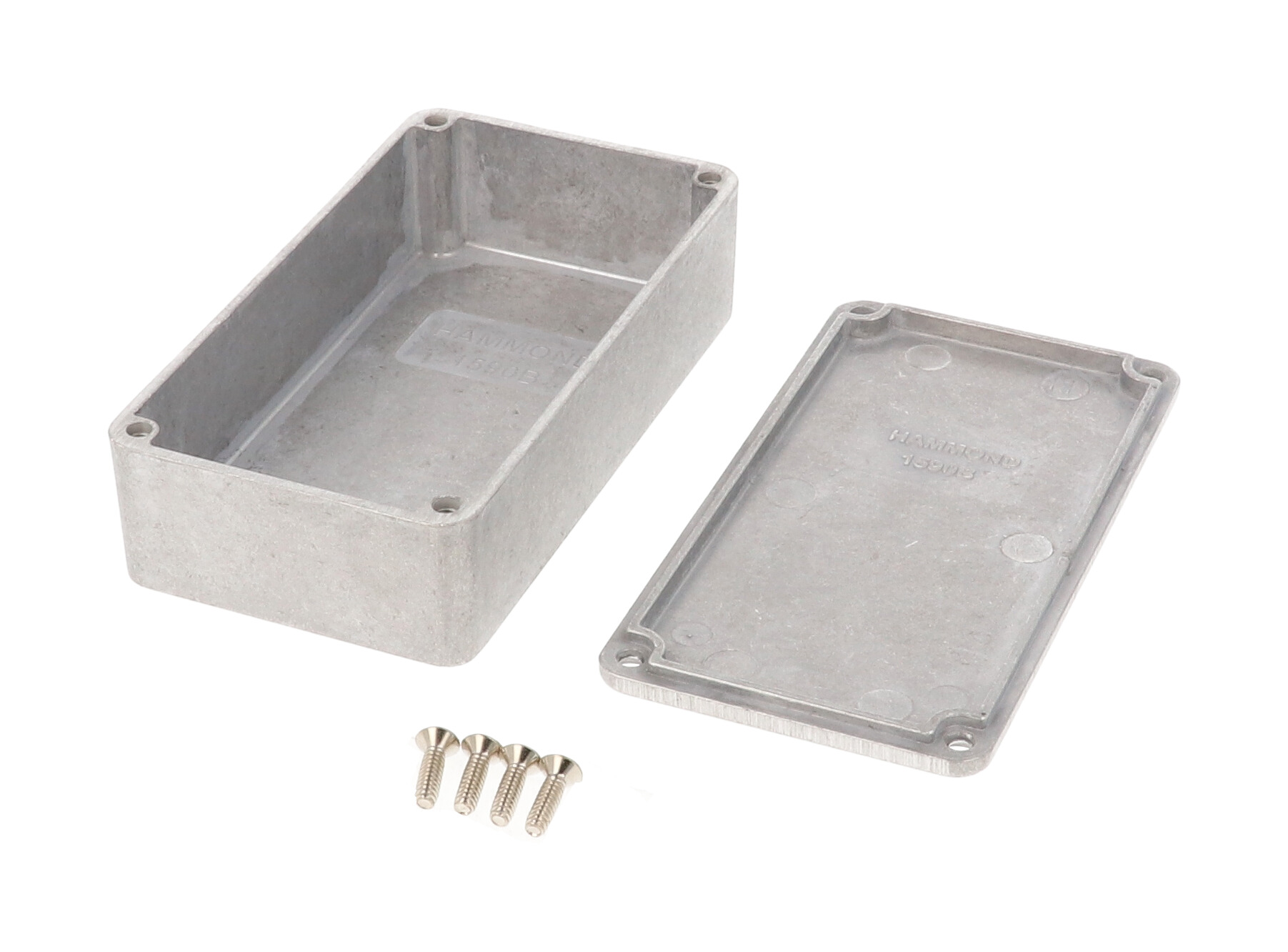 1590B natural diecast aluminum enclosure with lid, 112 x 61 x 31 mm