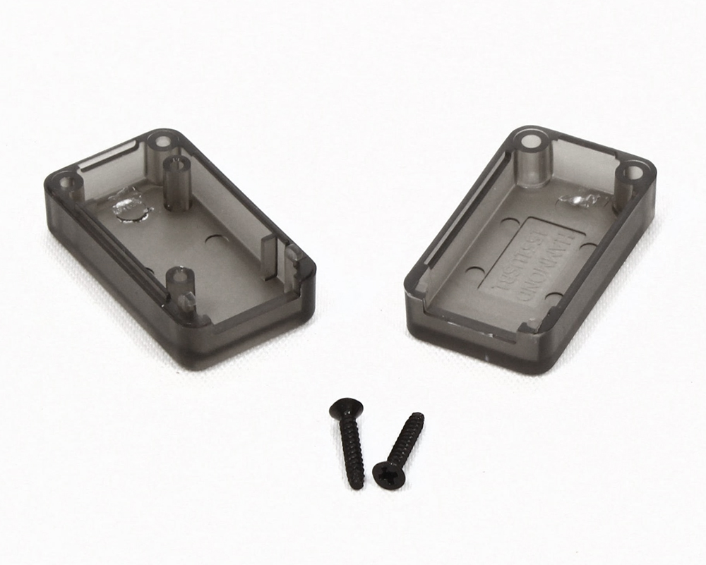 1551USB1TSK translucent smoke ABS plastic miniature USB enclosure, 35 x 20 mm, with USB-A opening and recessed lid
