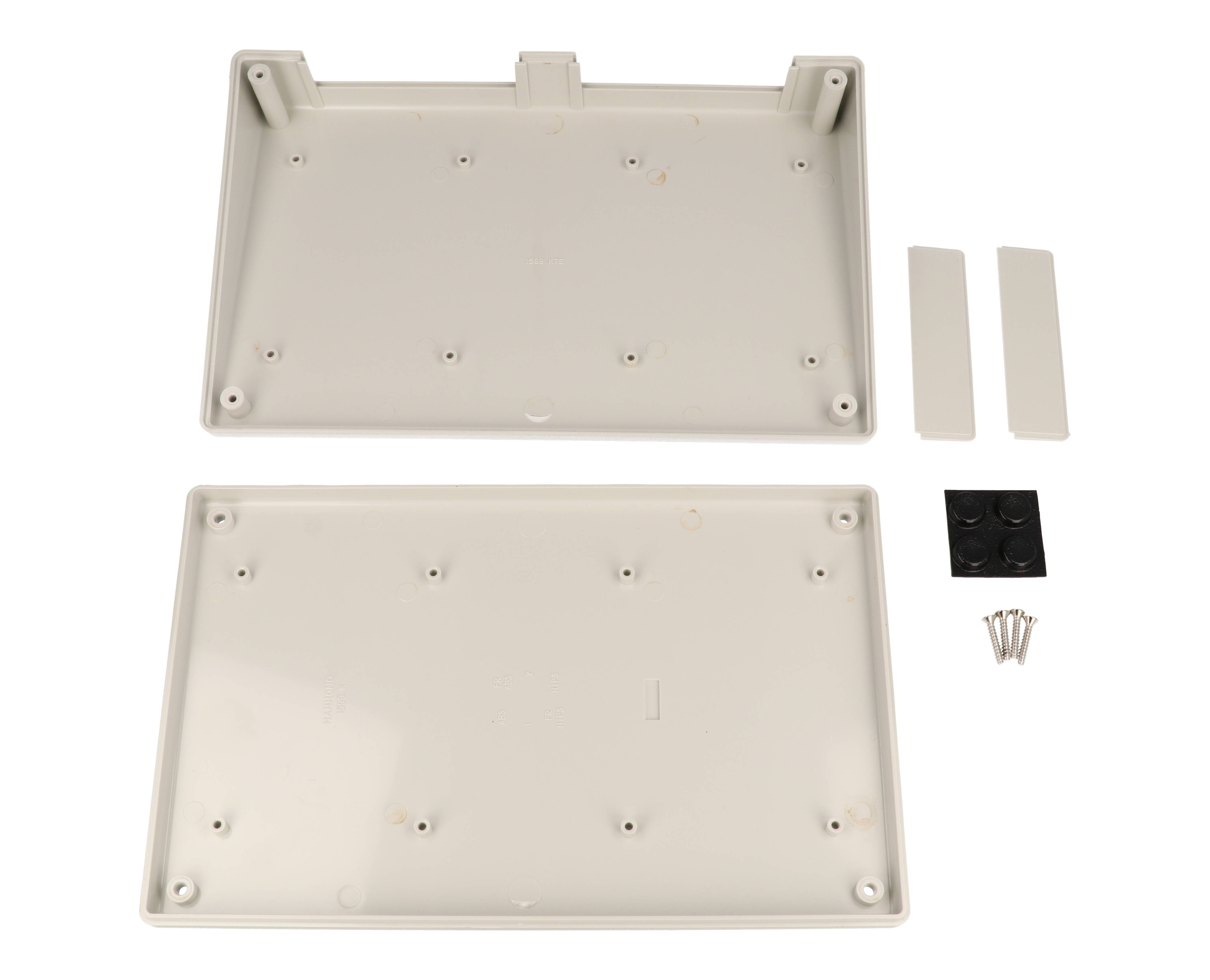 1599KSTSGY light gray short-slope ABS sloping console enclosure, 220 x 140 mm
