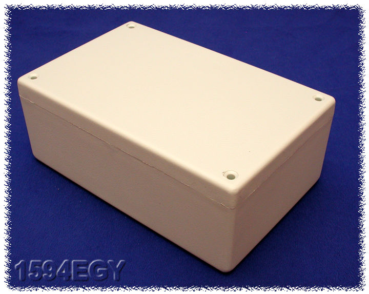 1594EGY light gray flame retardant ABS enclosure with lid, 167 x 107 x 65 mm