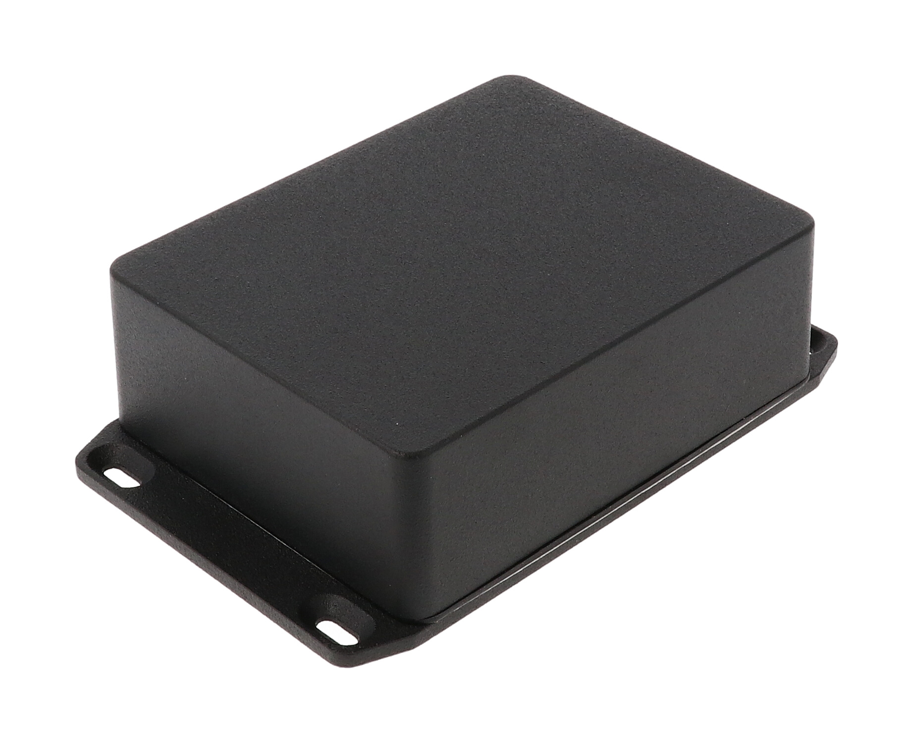 1590WBBSFLBK black textured water-tight diecast aluminum enclosure with flanged mounting lid