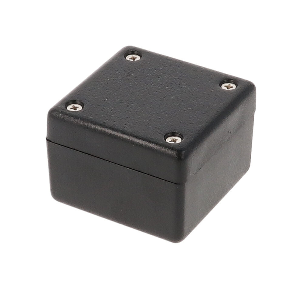 1594ABK black flame retardant abs plastic 1594A enclosure, 56 x 56 x 40 mm, with lid