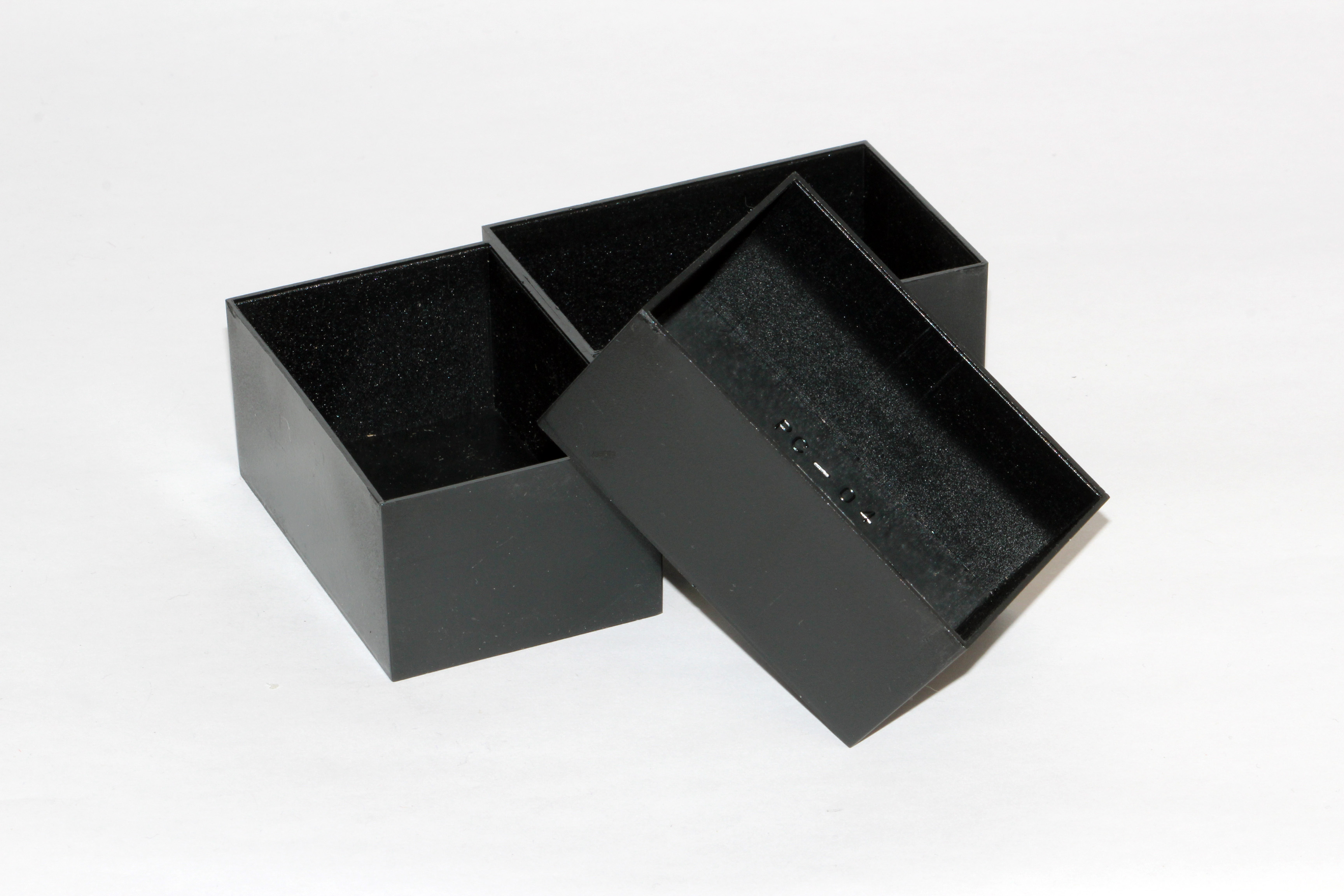 1596B105-5 pack of 5 black ABS potting boxes, 75 x 50 x 35 mm, open top with no lid