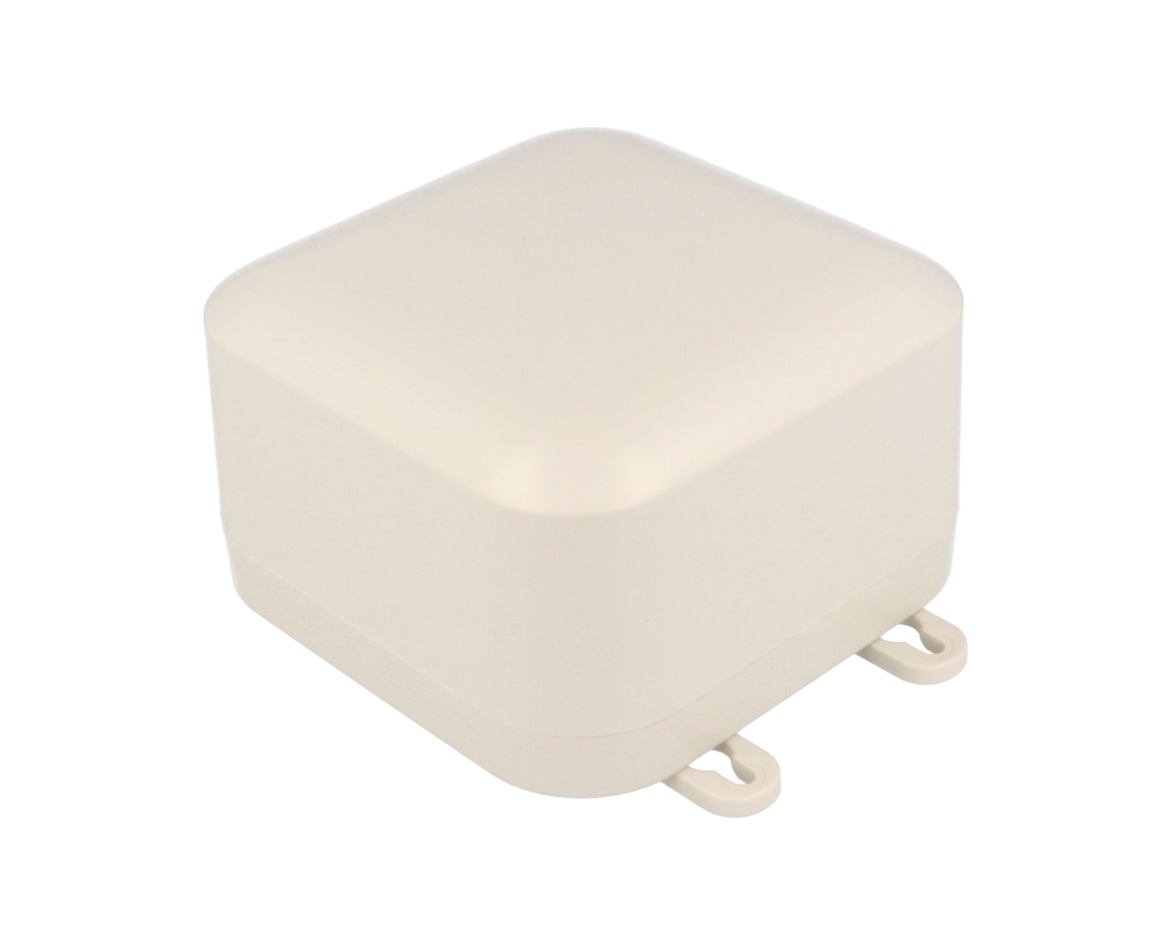 1557DA2GY light gray polycarbonate IP68 enclosure, 120 x 120 x 70 mm, shown with gasketed lid