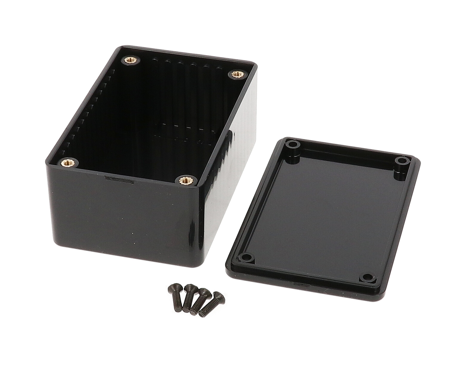 1591LBK black flame retardant ABS enclosure with lid, 85 x 56 x 39 mm