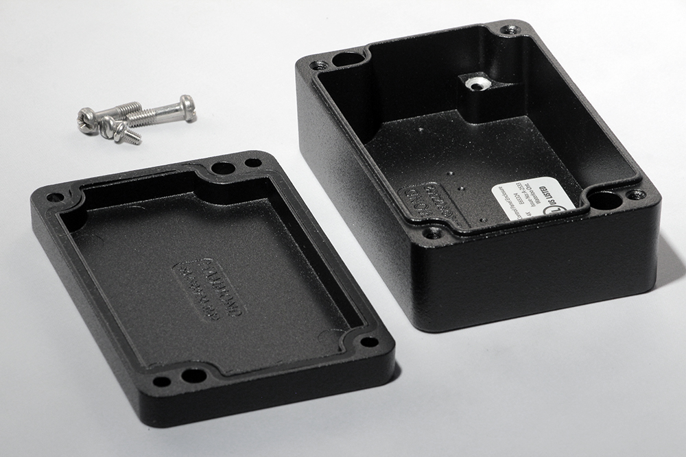 1590Z062BK black textured diecast aluminum watertight enclosure