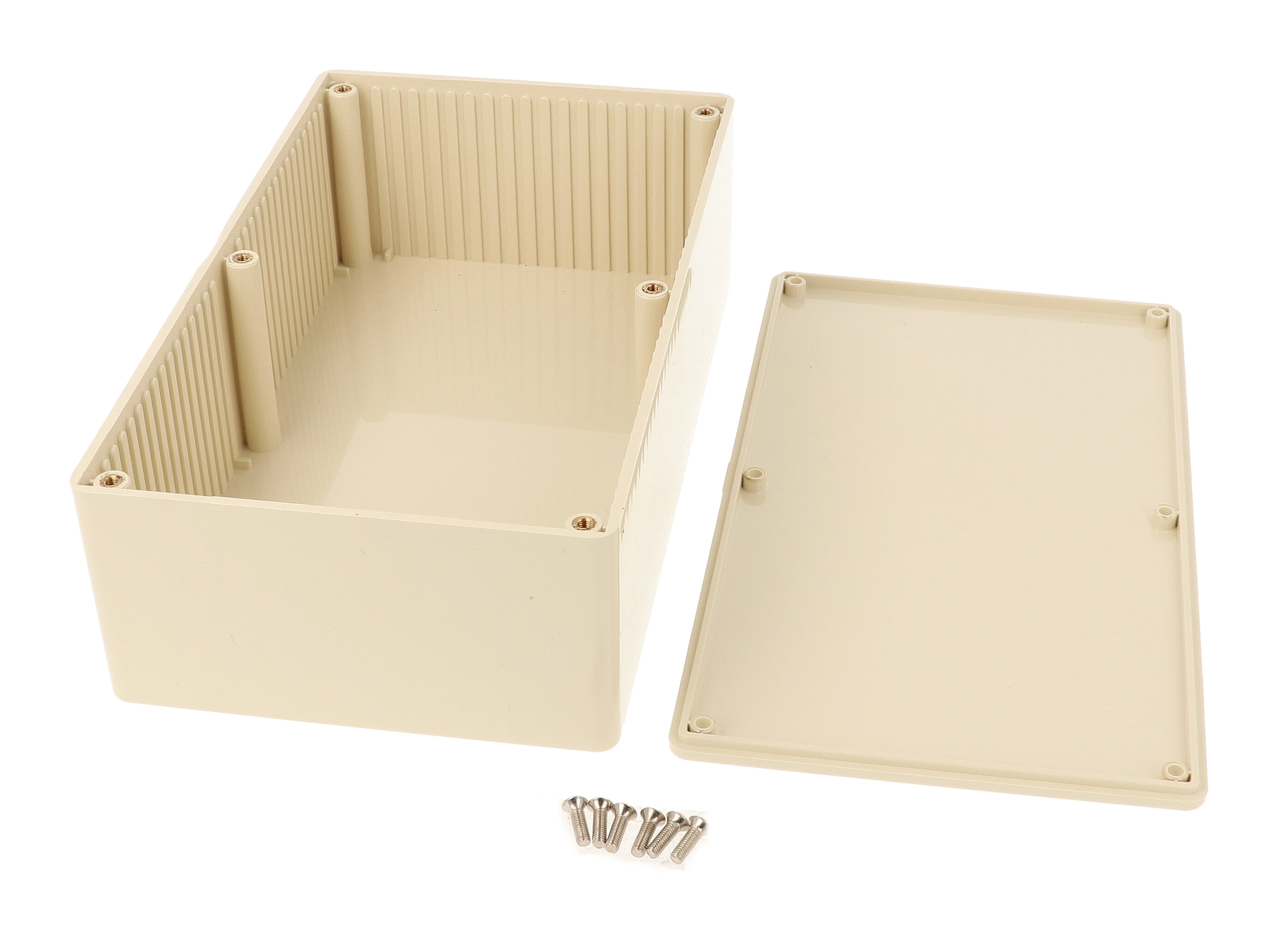1591EBG beige flame retardant ABS project box with lid, 191 x 110 x 61 mm