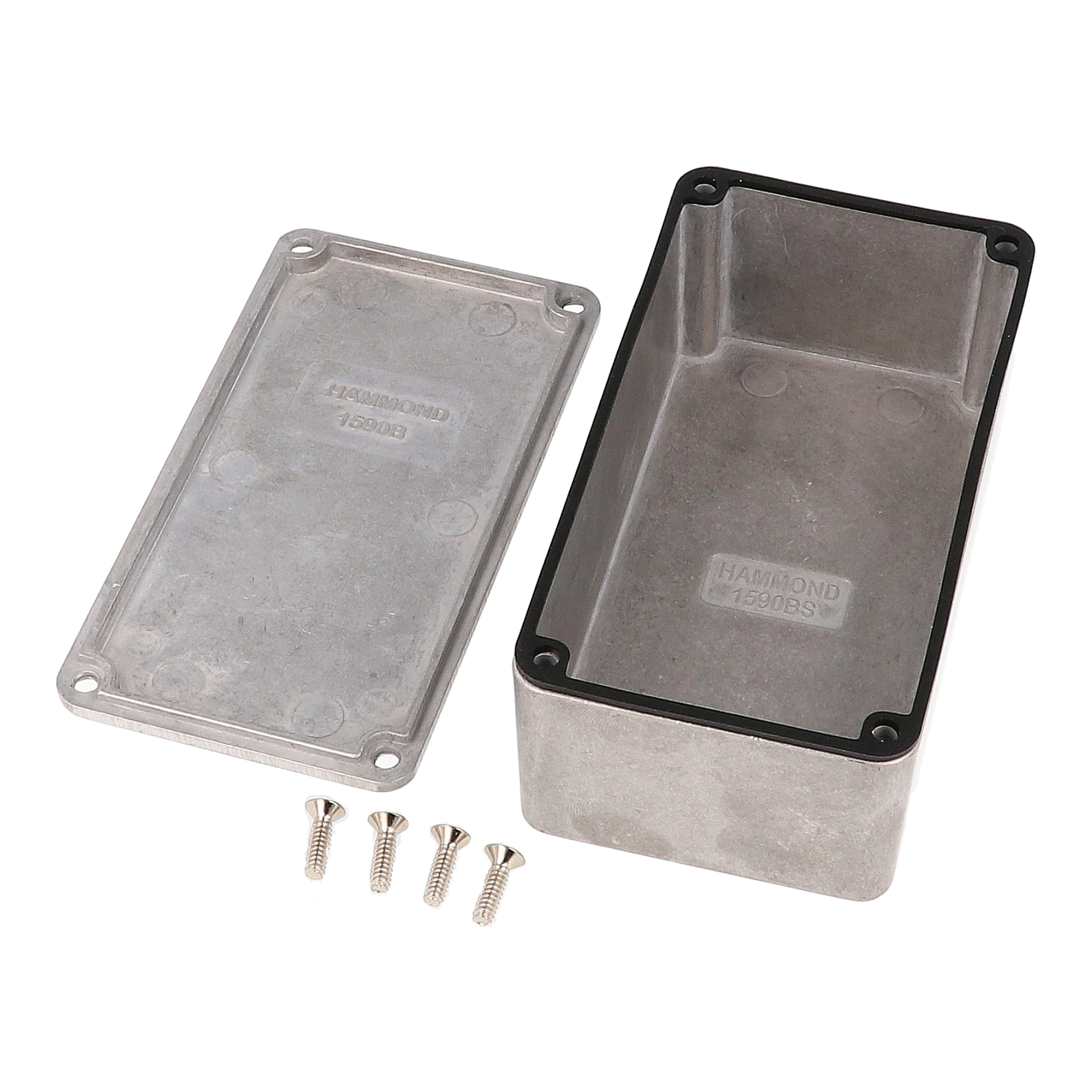 1590WBS natural aluminum water-tight diecast enclosure, 1590BS size, without mounting flanges