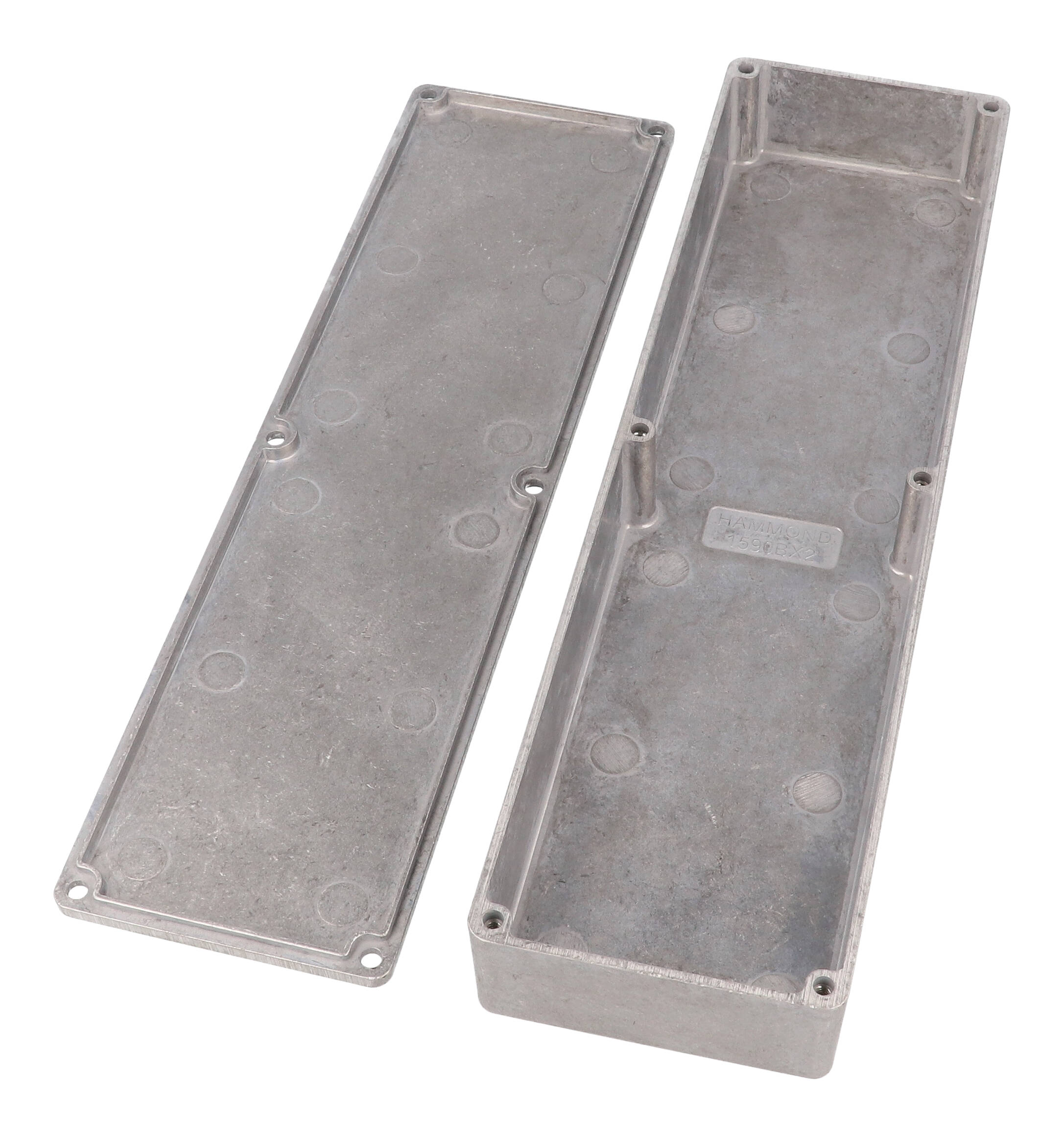 1590BX2 long slim natural diecast aluminum enclosure with six-screw lid