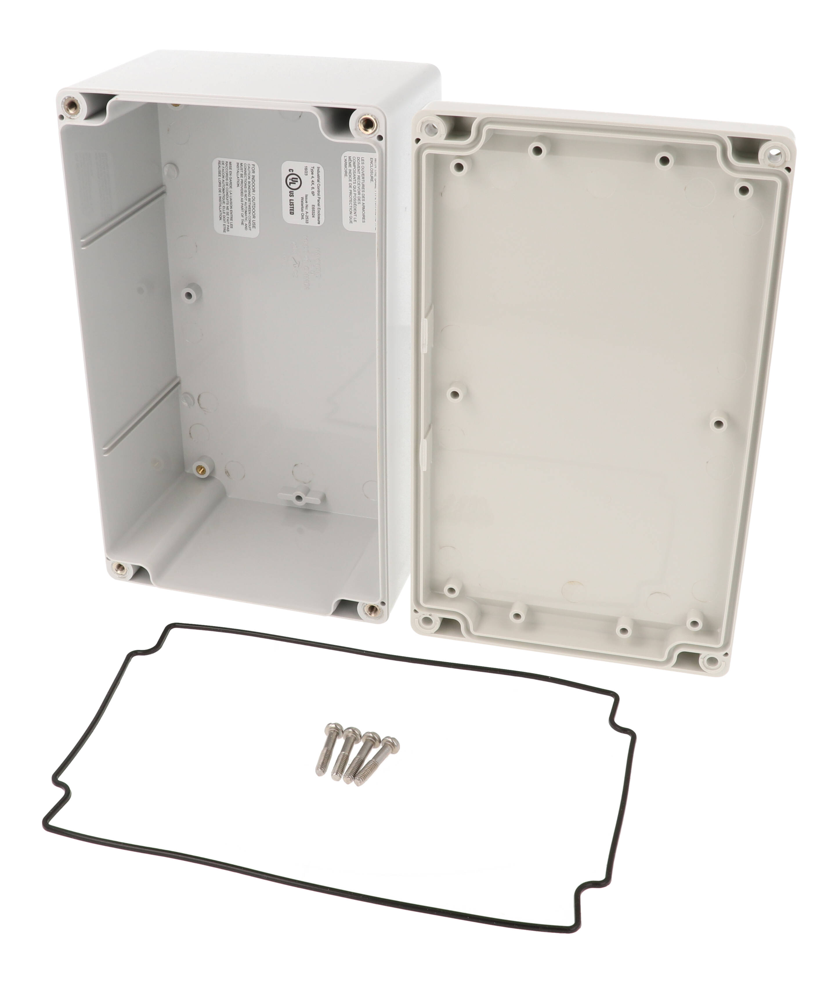 1555U2GY light gray polycarbonate NEMA 4X enclosure, 200 x 120 x 91 mm