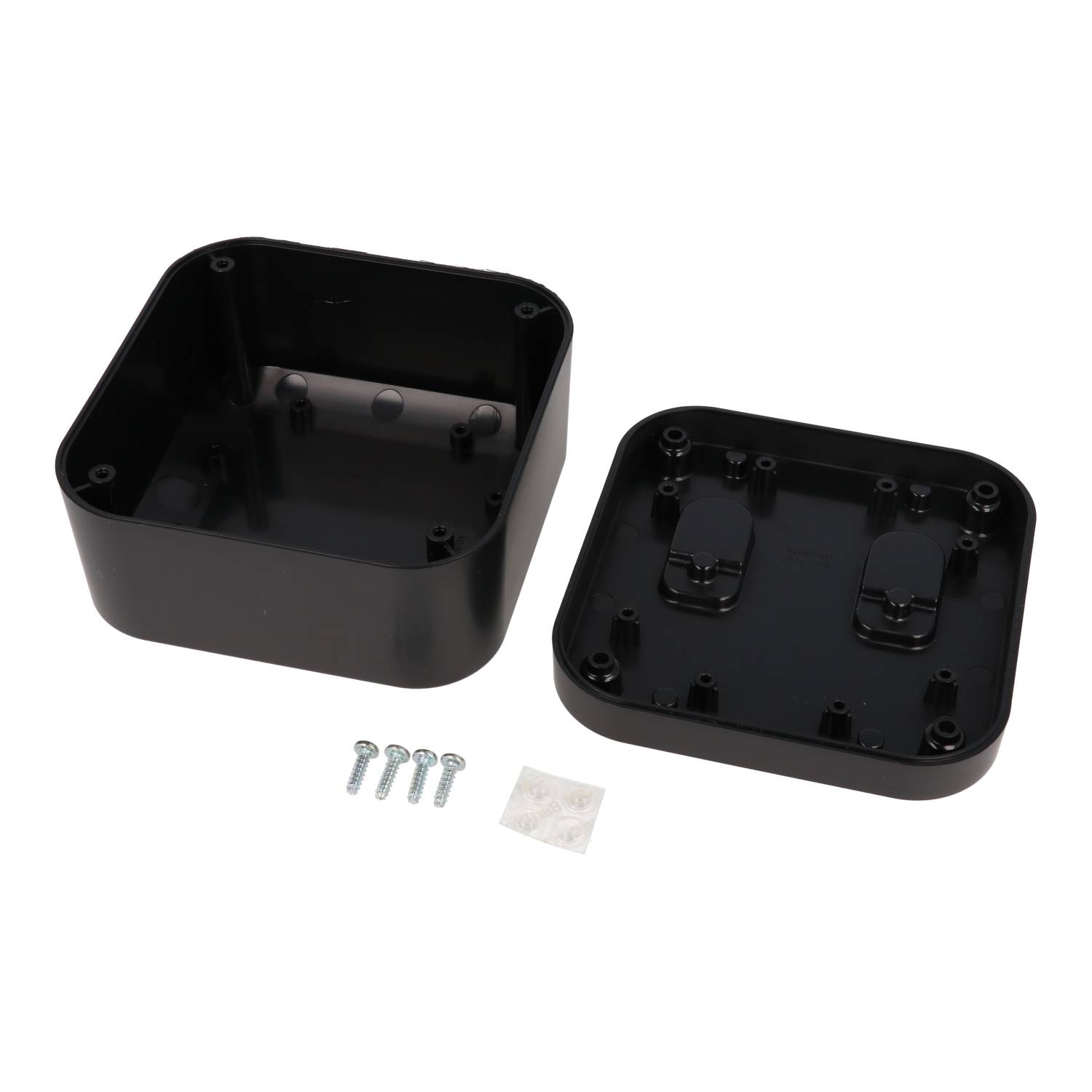 1556DABK black flame-retardant ABS 120 x 120 x 70 mm desktop and wall-mount enclosure with rounded corners