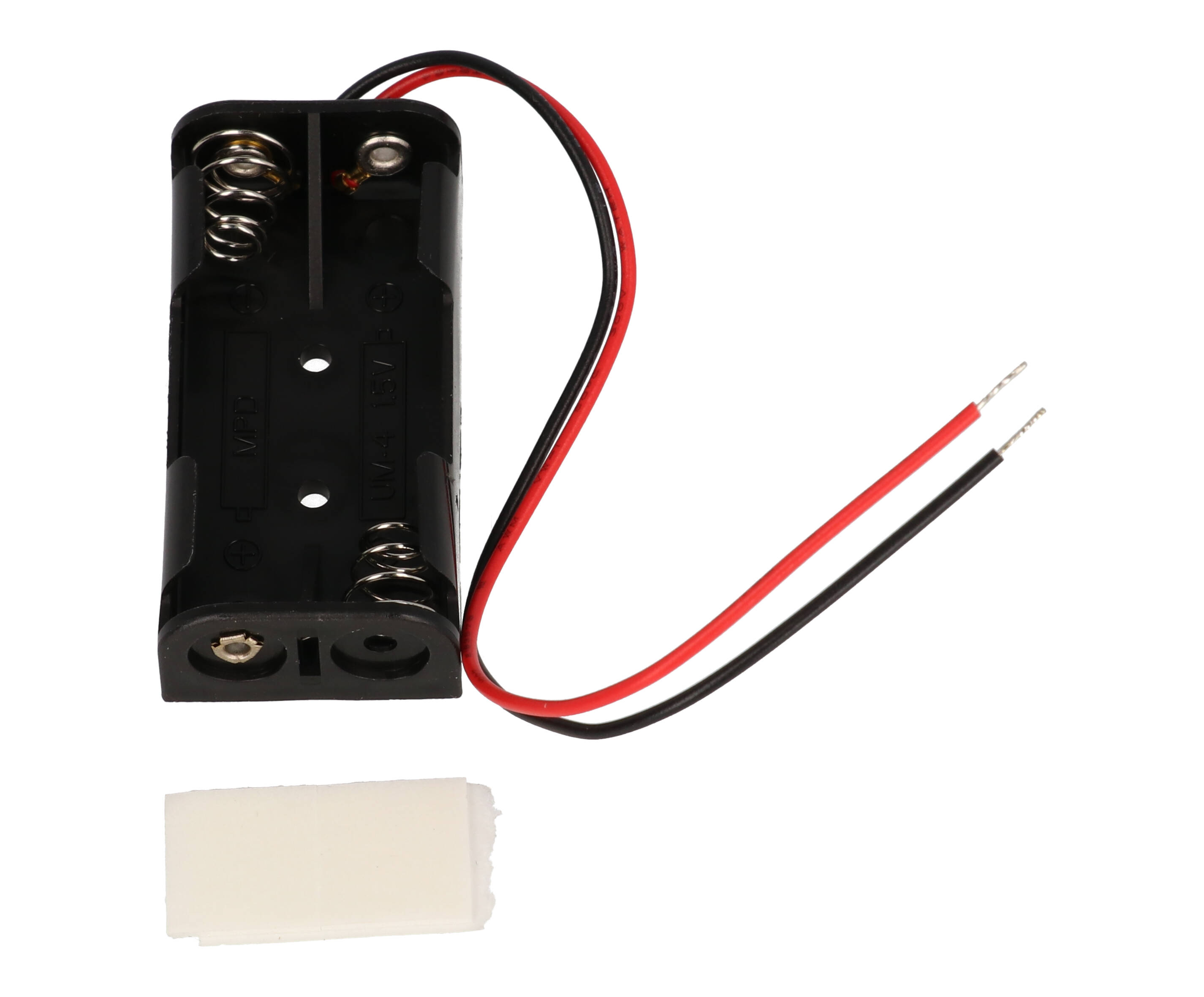 BH2AAAW black two-cell AAA battery holder with wire leads