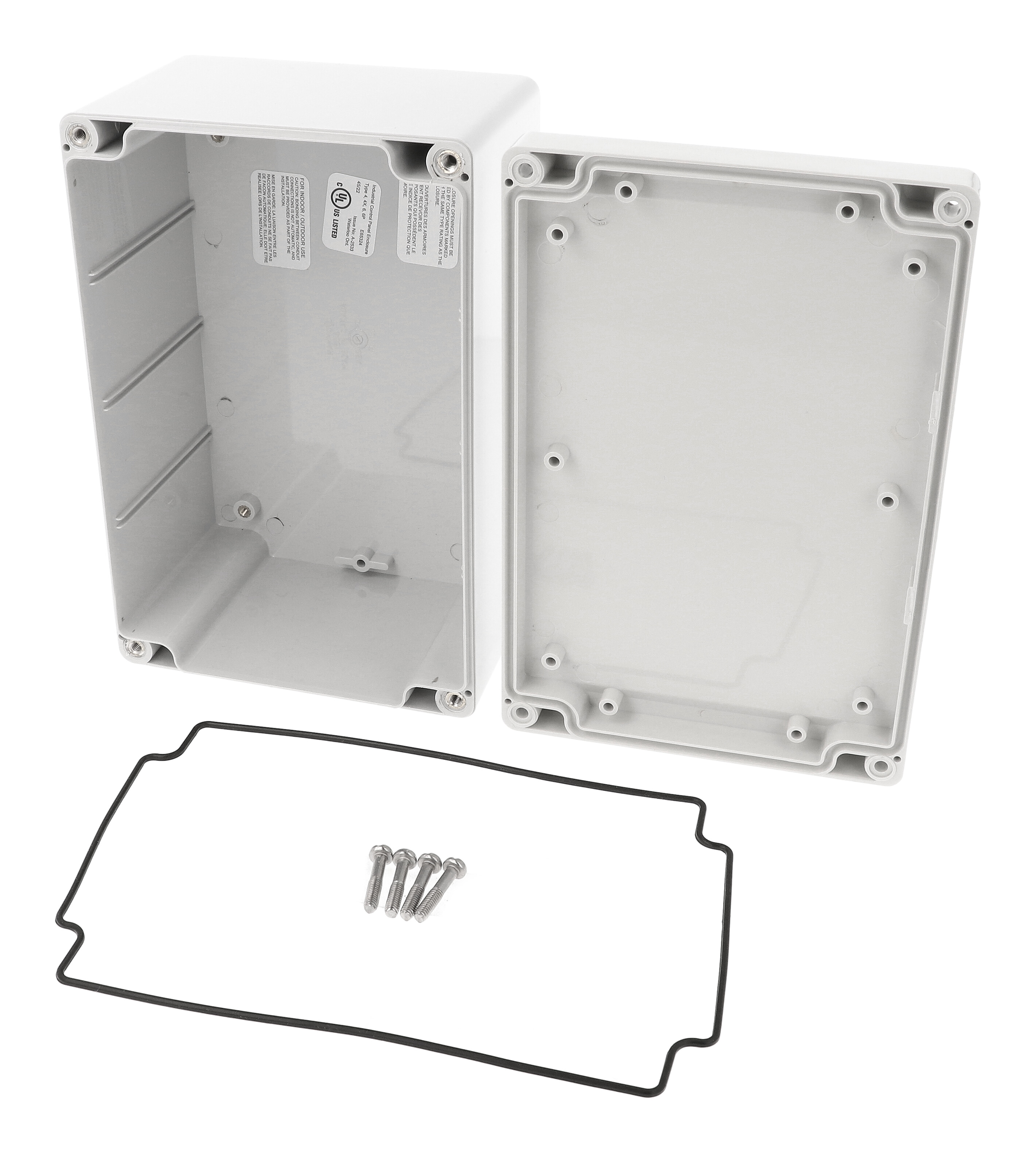 1555T2GY light gray polycarbonate NEMA 4X enclosure, 180 x 120 x 91 mm