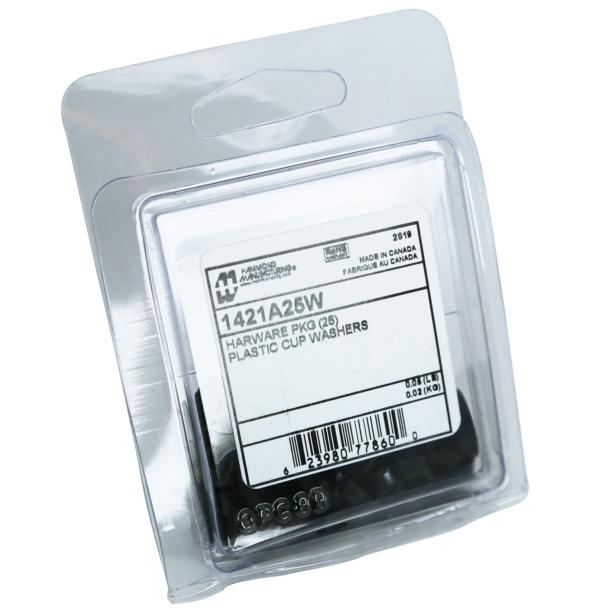 25-Pack Black Plastic Cup Washers, 0.58 in OD