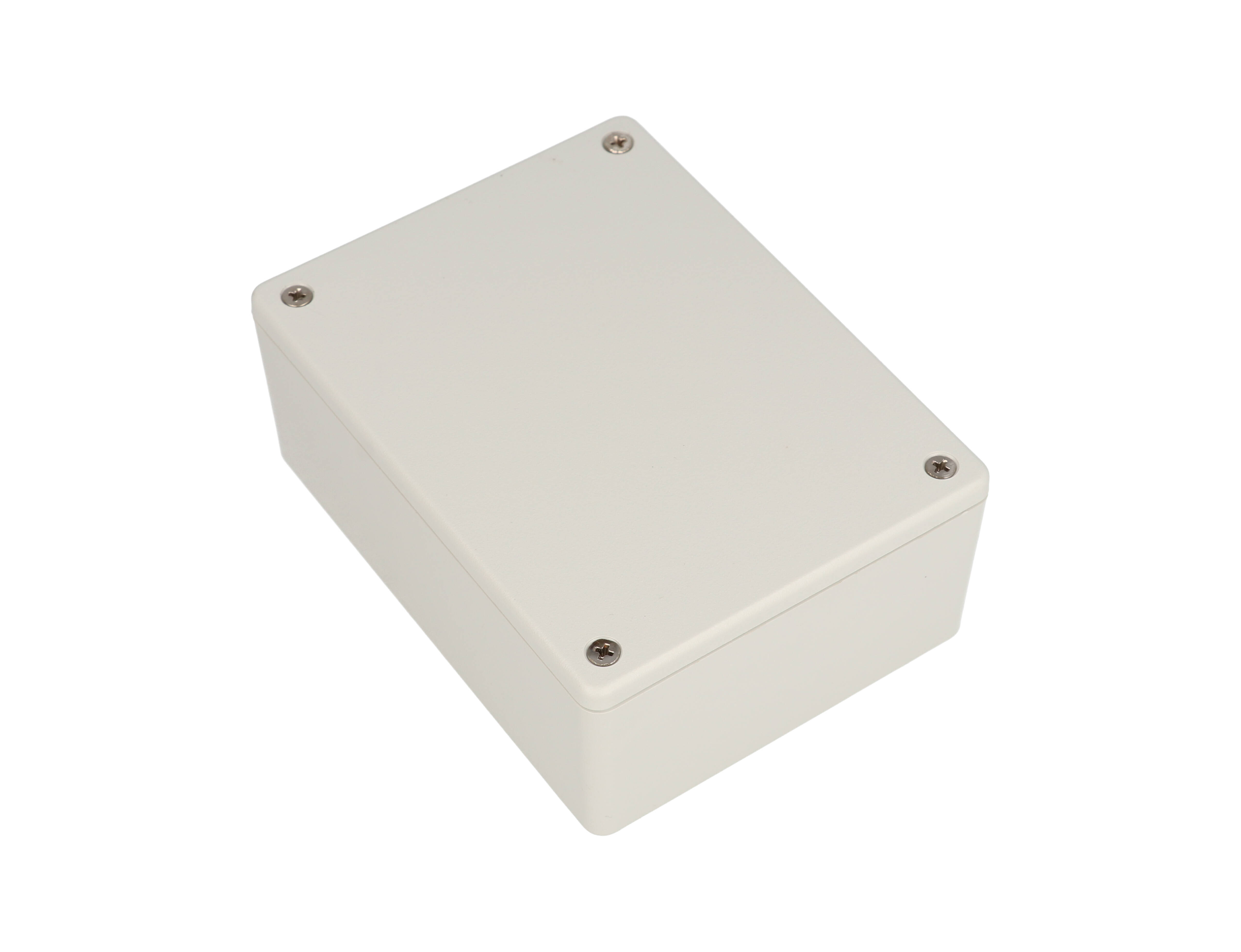 1591XXSGY light gray ABS plastic enclosure with PC board standoffs, 113 x 85 x 44 mm