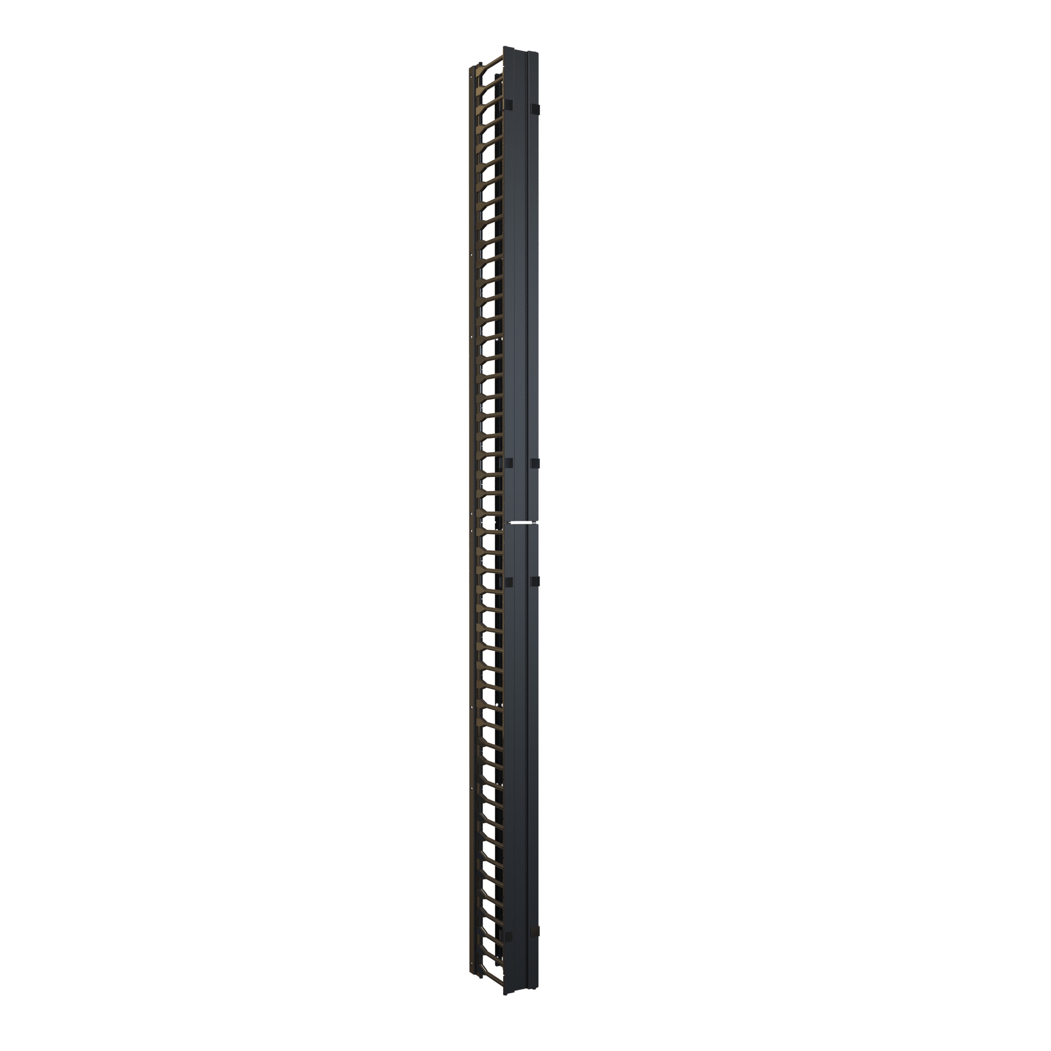 Hammond H1VFMC3142UBK 42U black steel vertical finger cable manager with removable aluminum door cover for 31.5 in wide H1 server cabinets