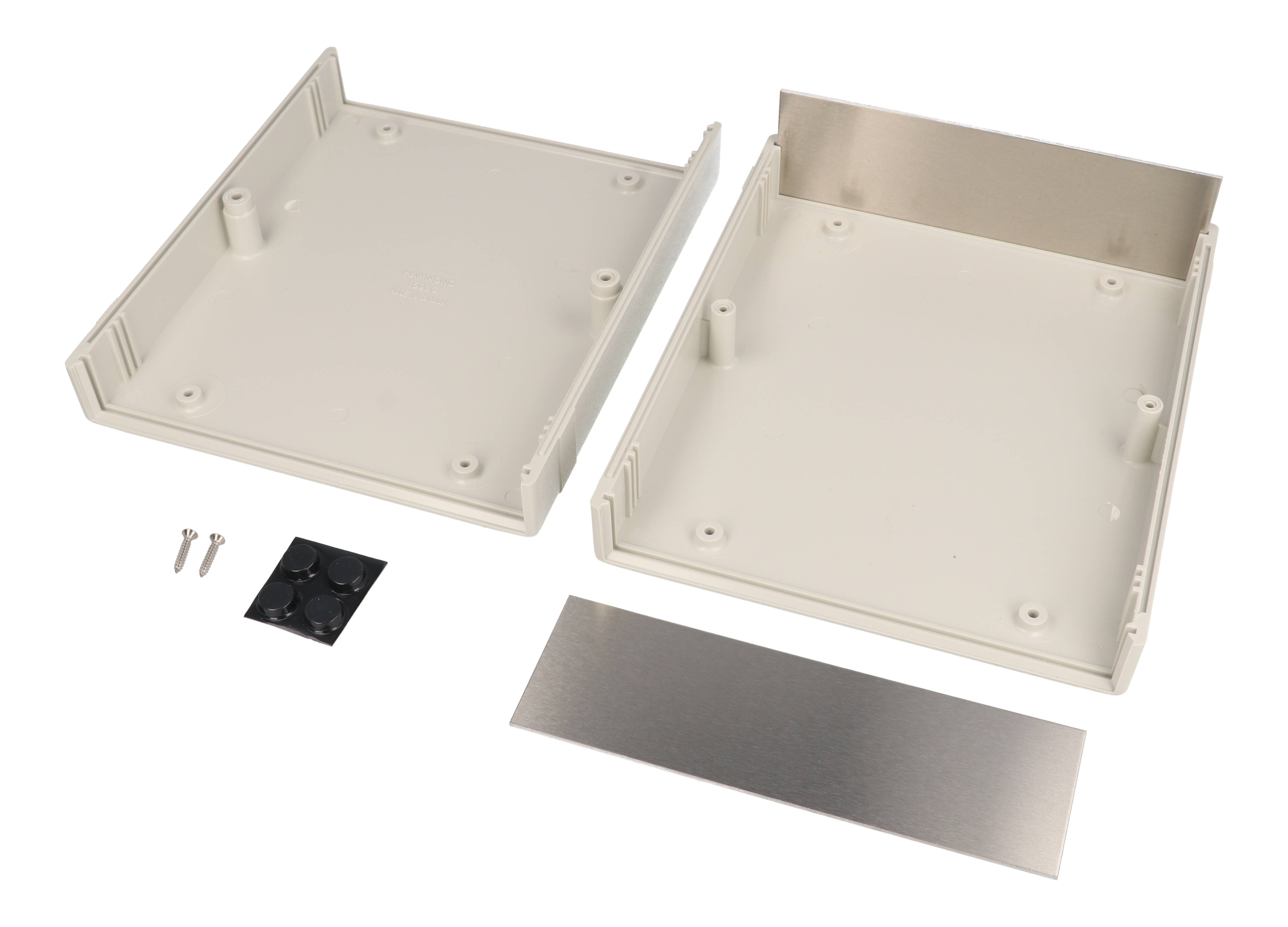 1598CSGY light gray ABS 1598 Series instrument case with brushed aluminum end panels