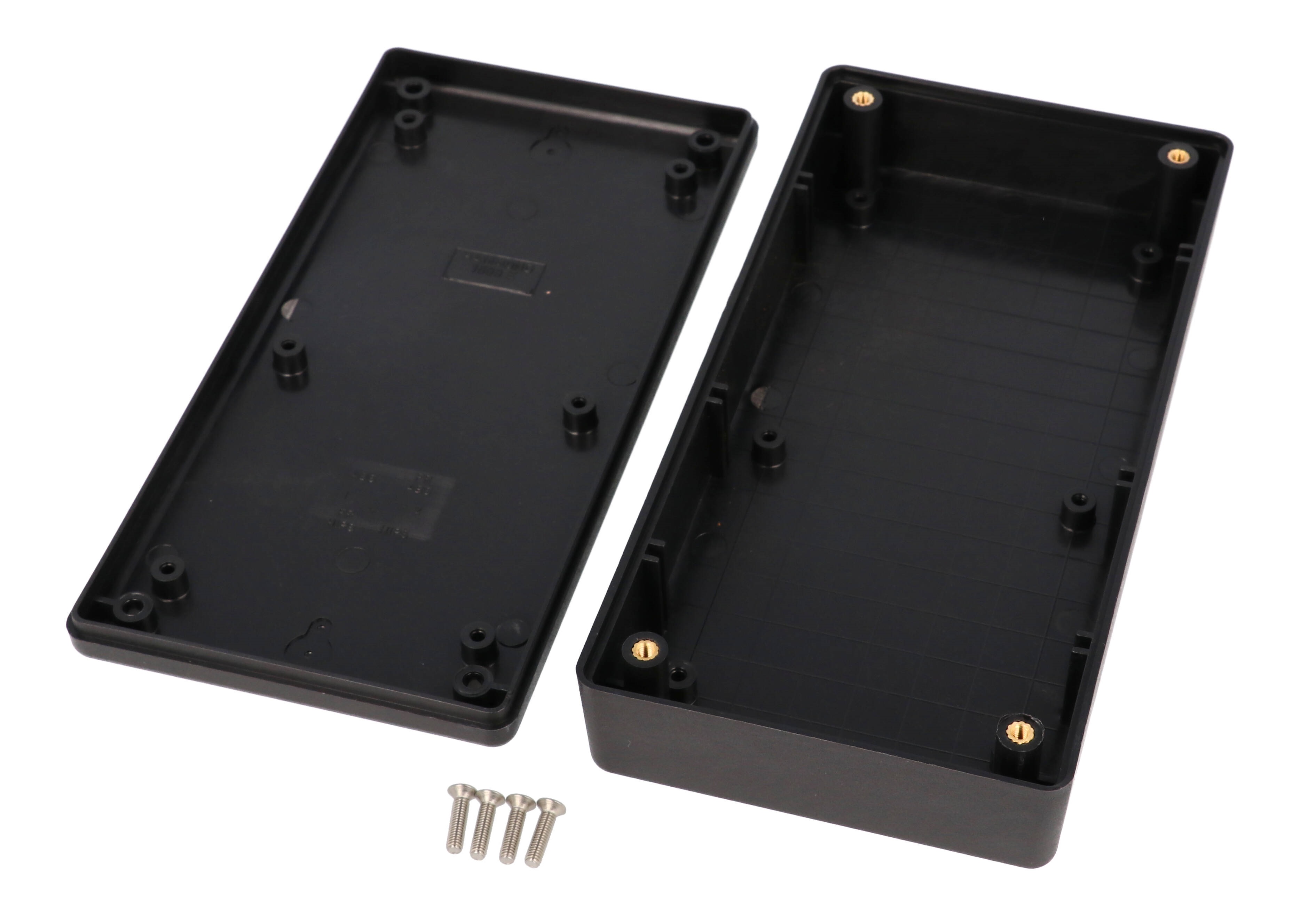 1599RFIEBK black EMI/RFI shielded conductive plastic handheld enclosure, 170 x 85 mm