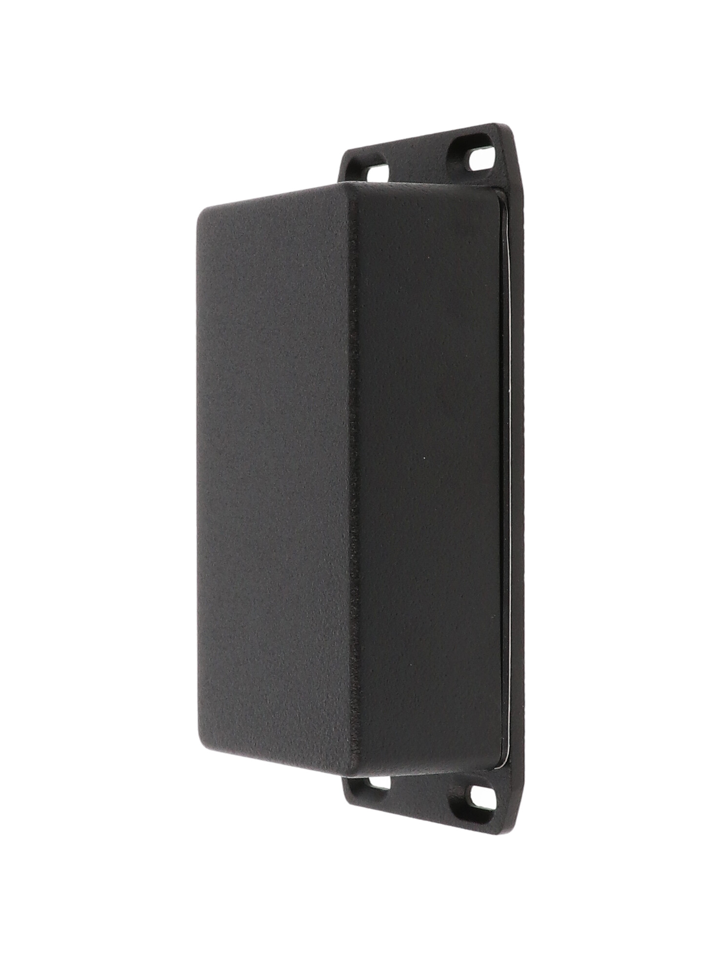 1590WN1FLBK textured black watertight diecast enclosure, 121 mm x 66 mm x 40 mm, with flanged mounting lid