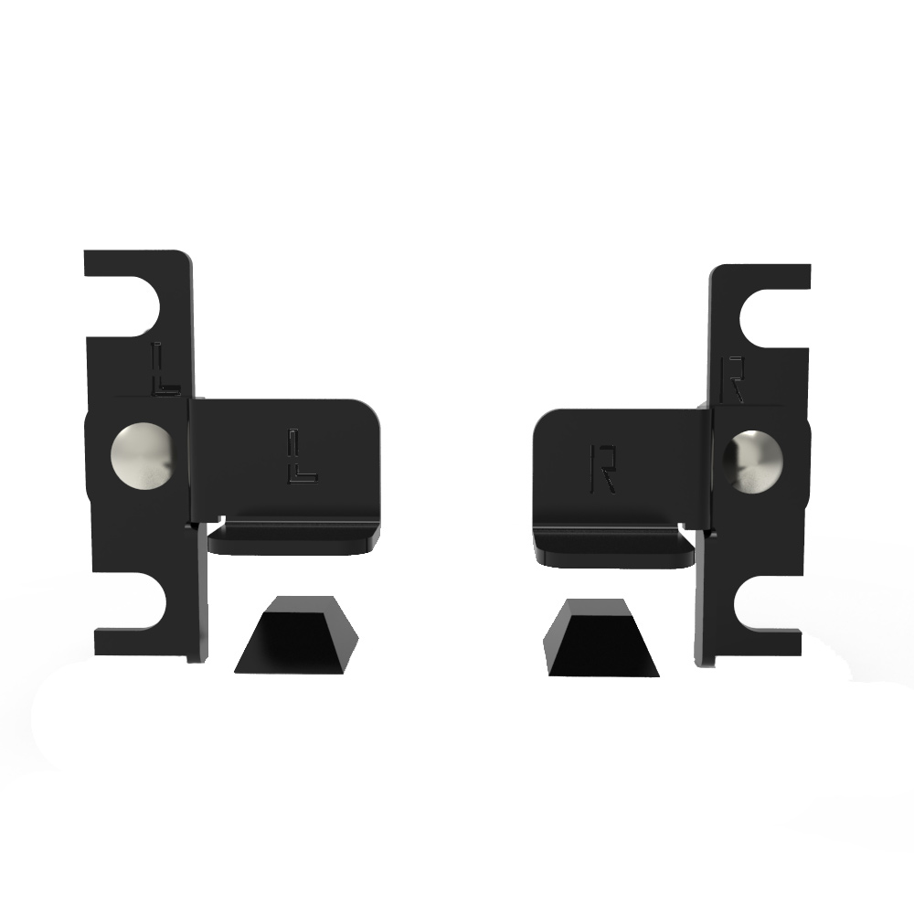 Hammond RSSB1UBK 1U black powder coat steel sliding rack shelf stop bracket pair with rubber bumper feet