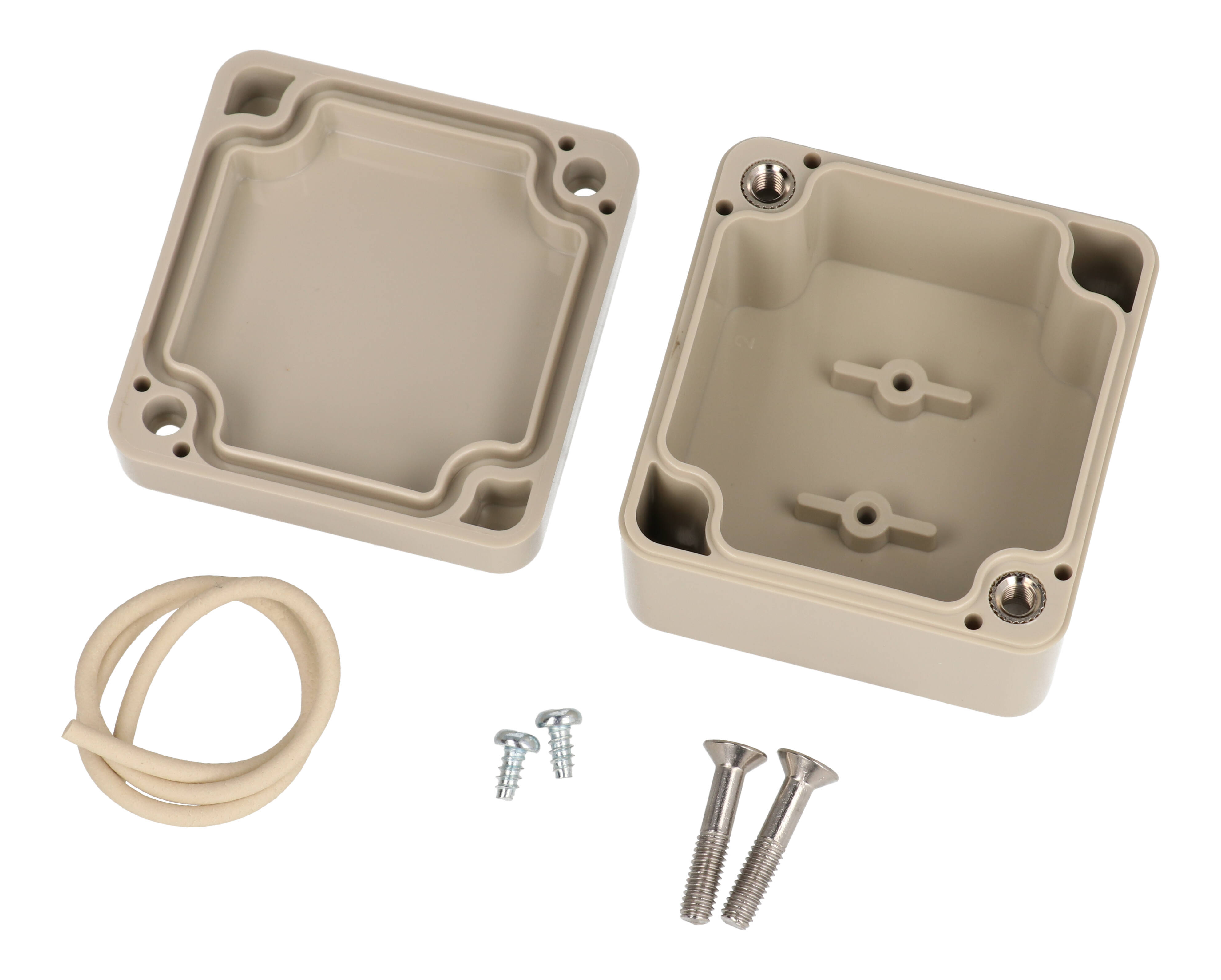 RZ0362 beige ABS water-tight IP65 enclosure with opaque lid, 52 x 50 x 35 mm