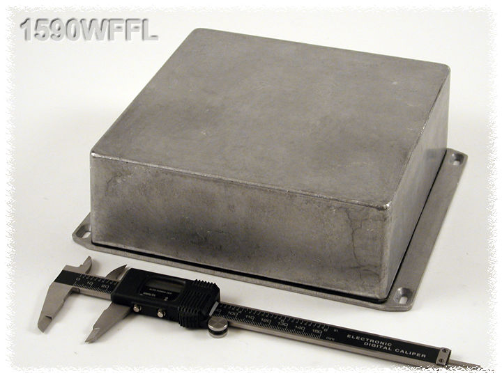 1590WFFL natural aluminum square watertight 1590F diecast aluminum enclosure, 188 x 188 x 67 mm, flanged lid