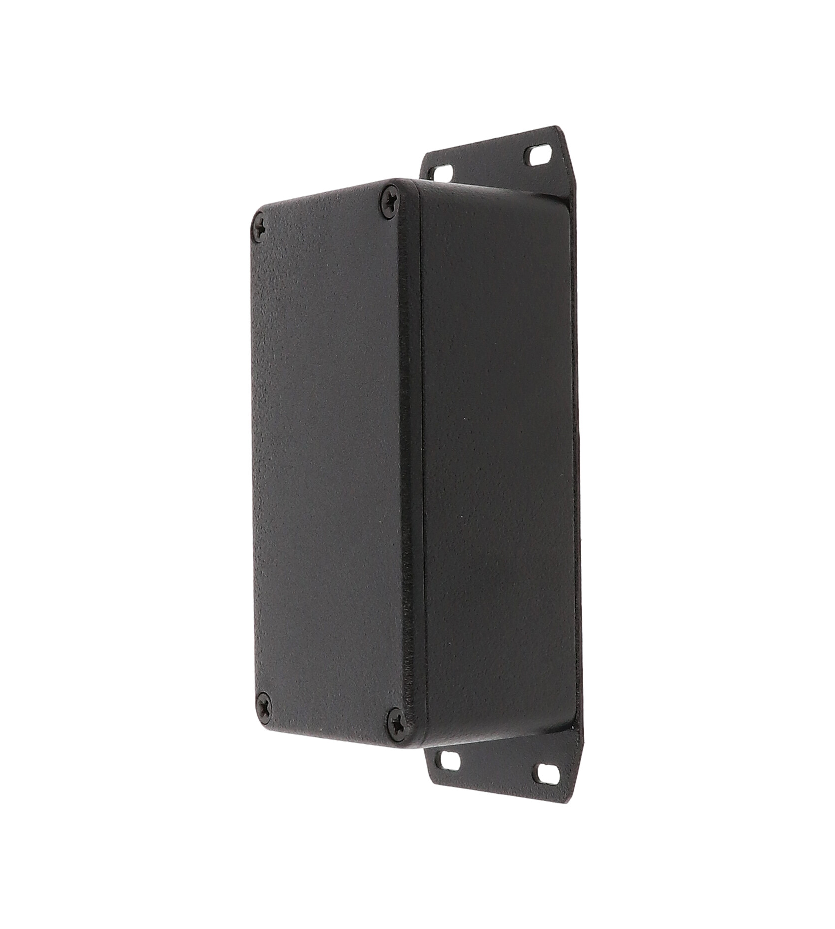 1590BSFBK black textured diecast aluminum enclosure with welded bottom flange