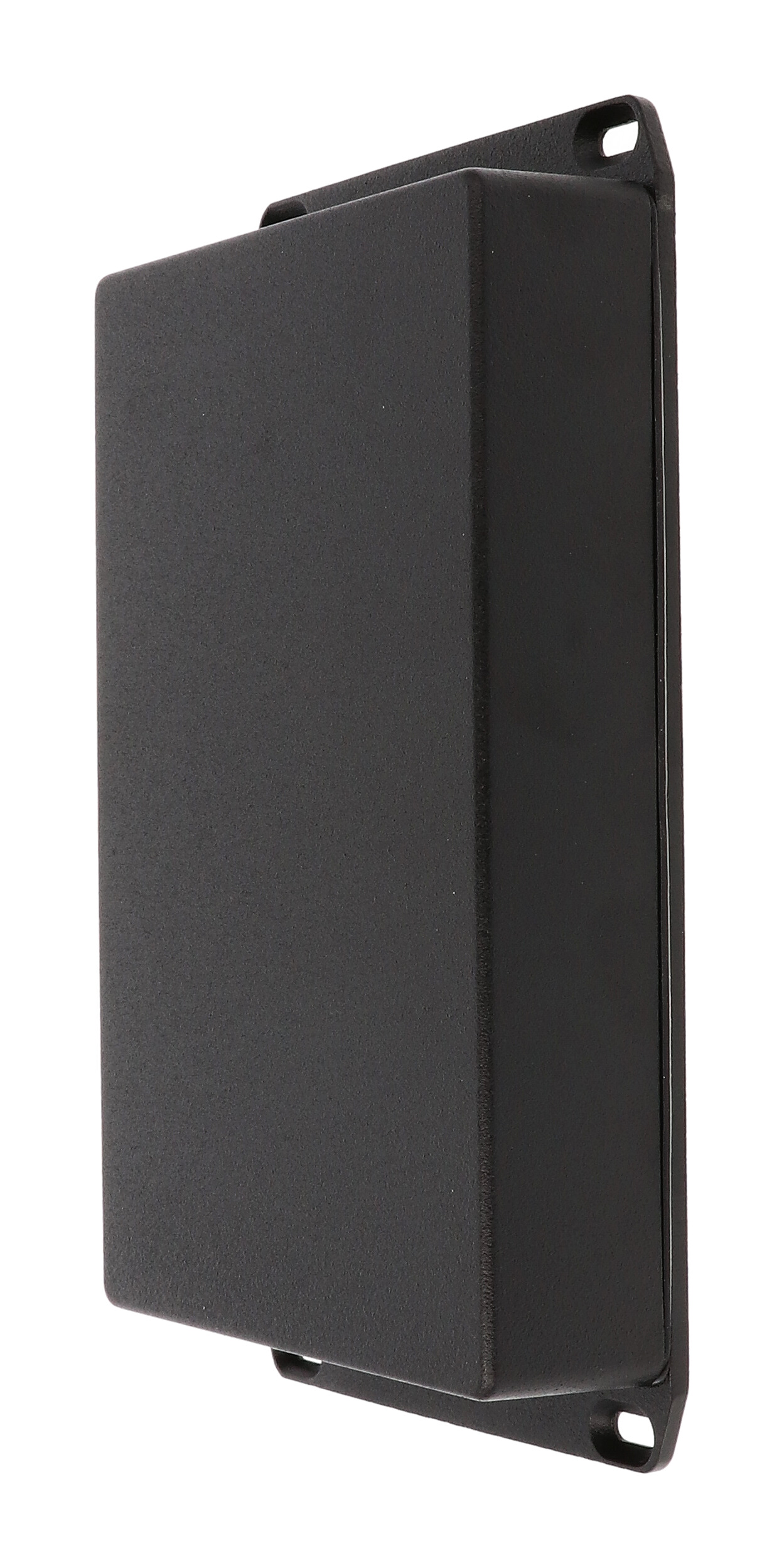 1590WDDFLBK textured black watertight diecast aluminum enclosure, 188 mm x 120 mm x 37 mm, with flanged lid