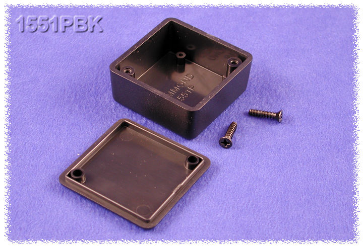 1551PBK black ABS square miniature enclosure, 40 x 40 x 20 mm