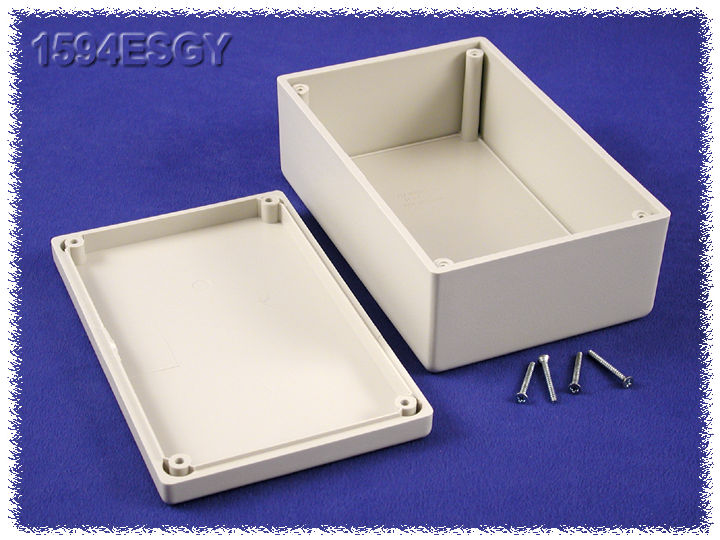1594ESGY light gray economy heavy duty ABS plastic box with lid, 167 x 107 x 65 mm