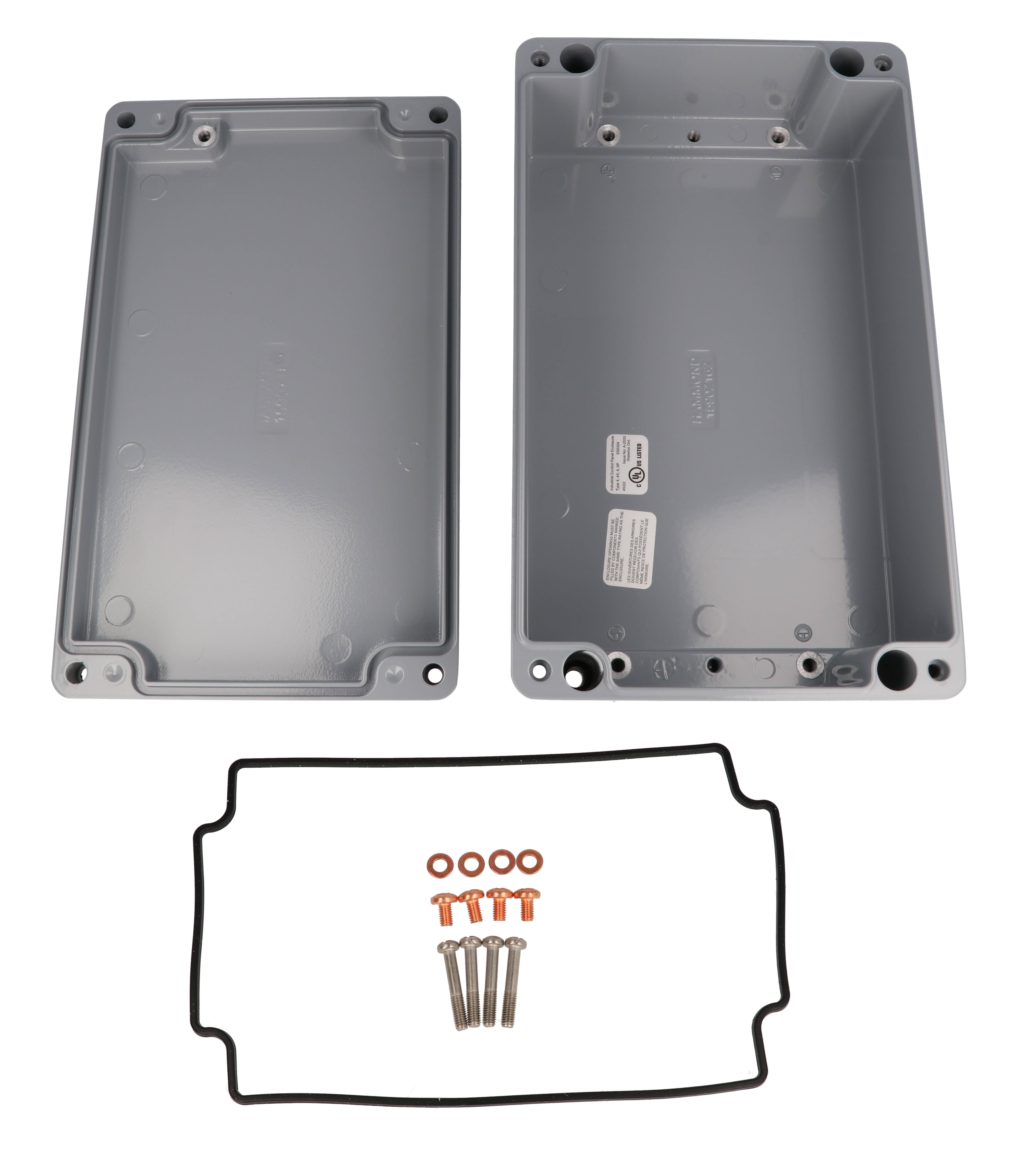 1590Z162GY smooth gray RAL 7001 diecast aluminum enclosure, 260 x 160 x 90 mm