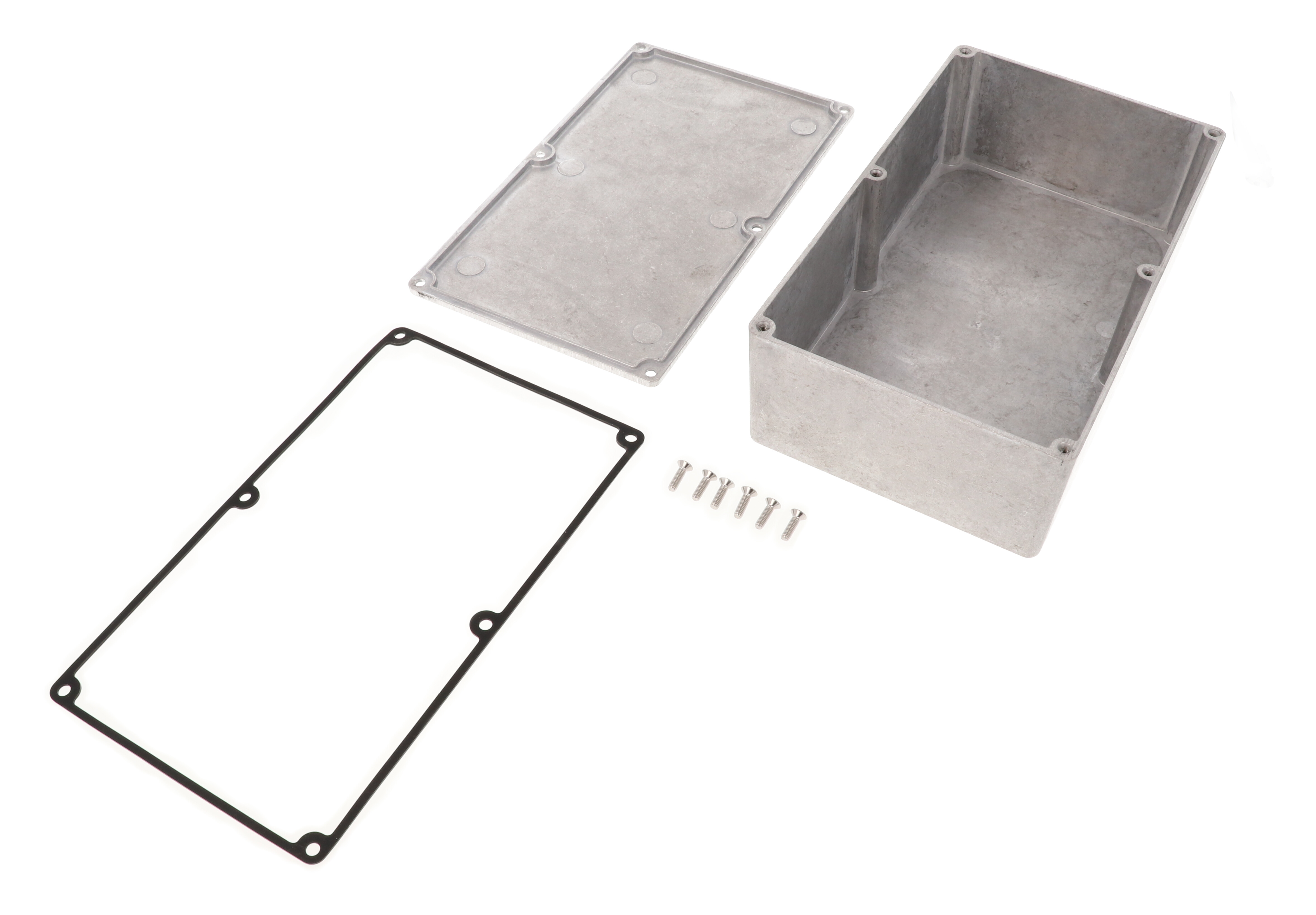 1590WDE natural aluminum watertight diecast aluminum enclosure, 200 mm x 120 mm x 64 mm