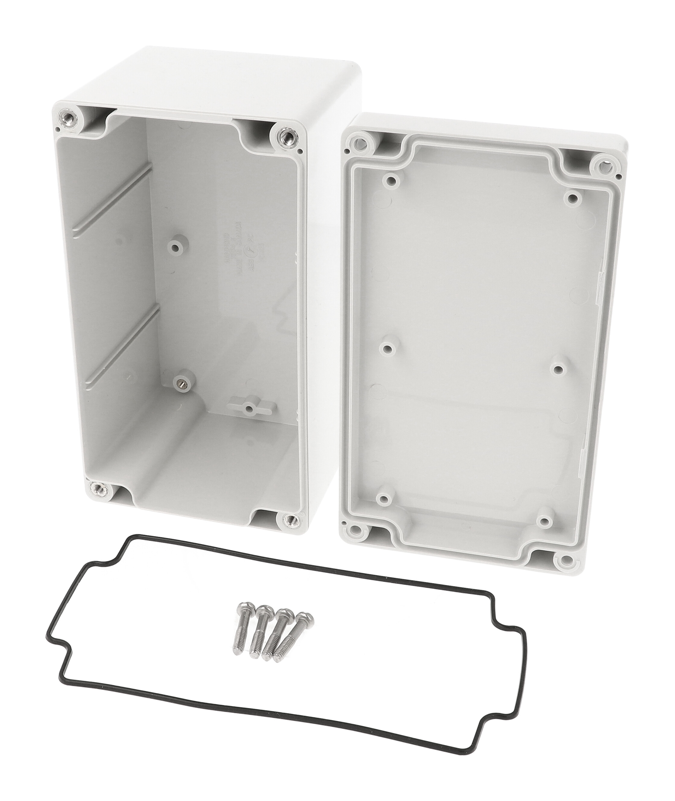 1555KGY deep light gray ABS enclosure with styled lid, 160 x 90 x 91 mm