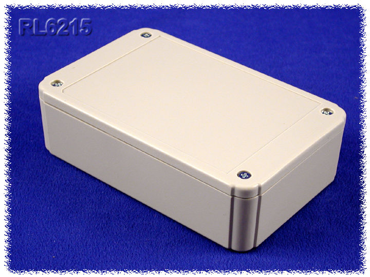 RL6175-F light gray ABS plastic project enclosure, 105 x 65 x 40 mm, with wall mounting flanges and shallow lid — view 3
