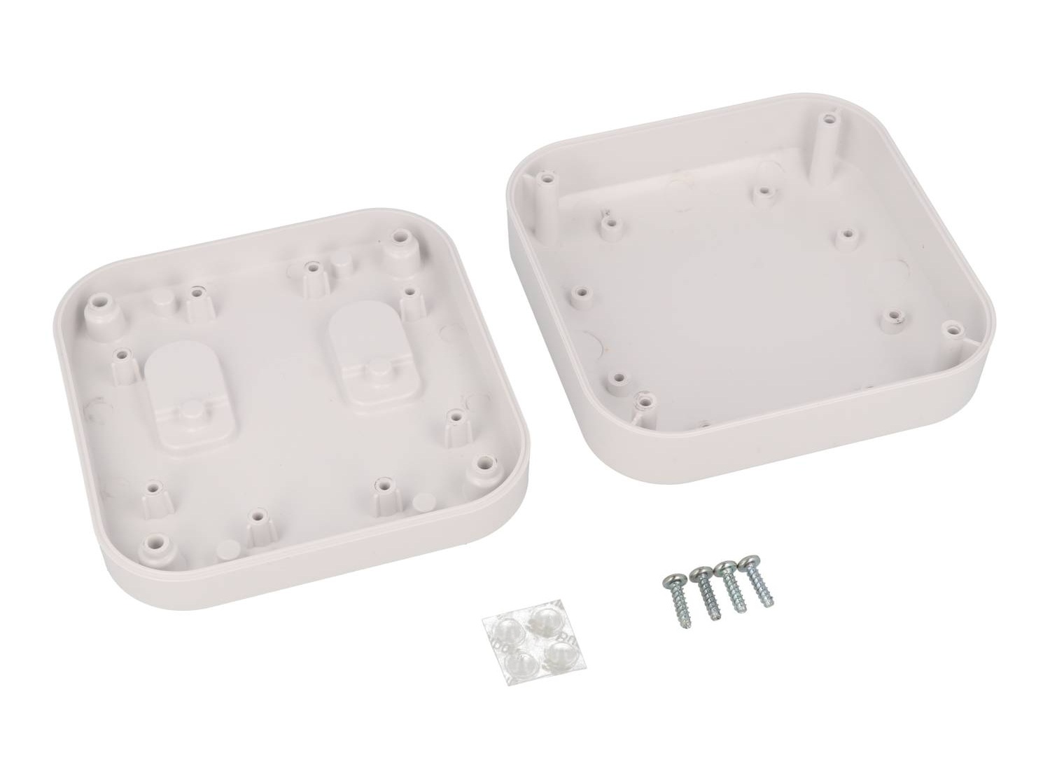 1556DWH white flame-retardant ABS 120 x 120 x 45 mm desktop and wall-mount enclosure with rounded corners